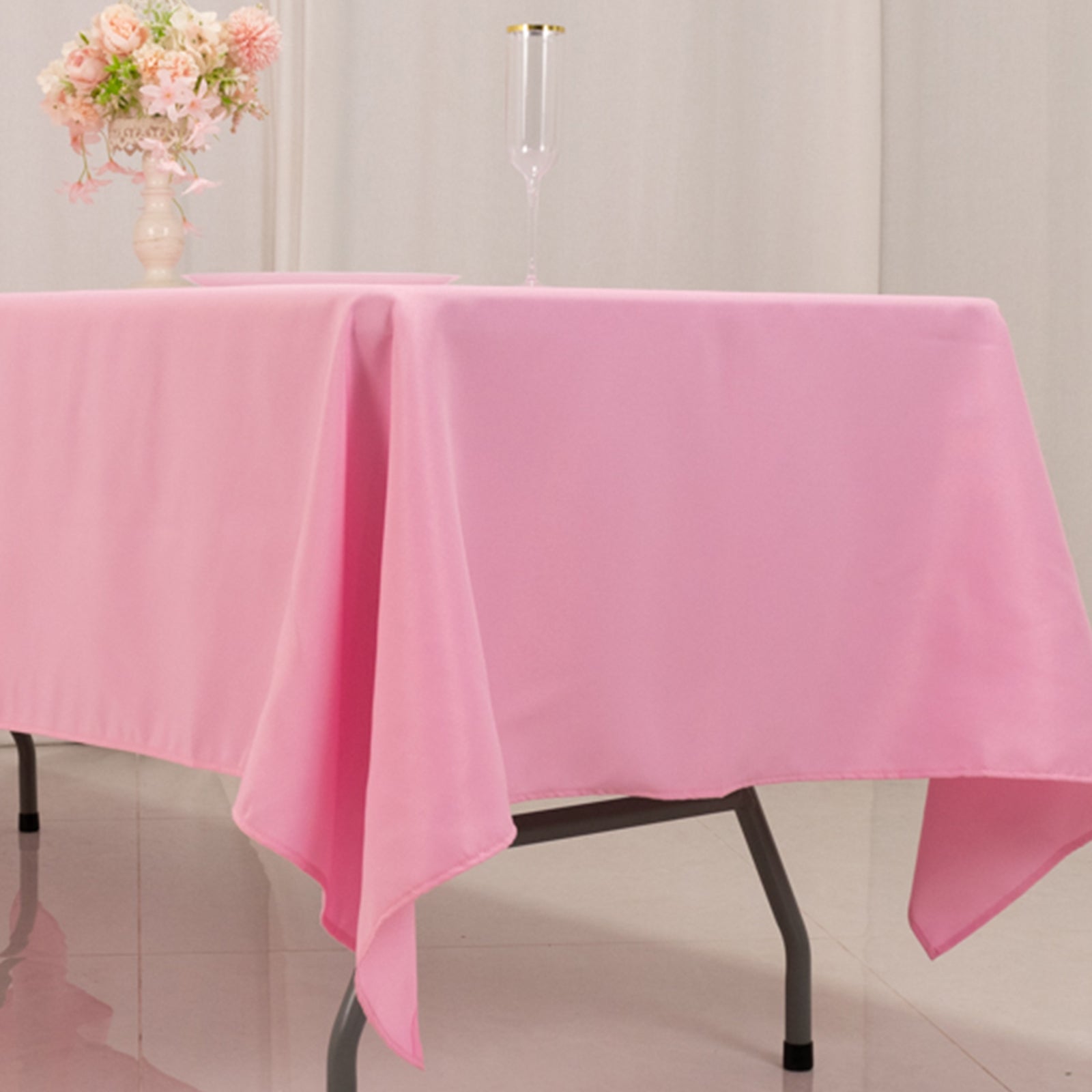 Premium Polyester 60x102 Rectangle Tablecloth Pink - Durable 220GSM Wrinkle-Resistant Table Cover