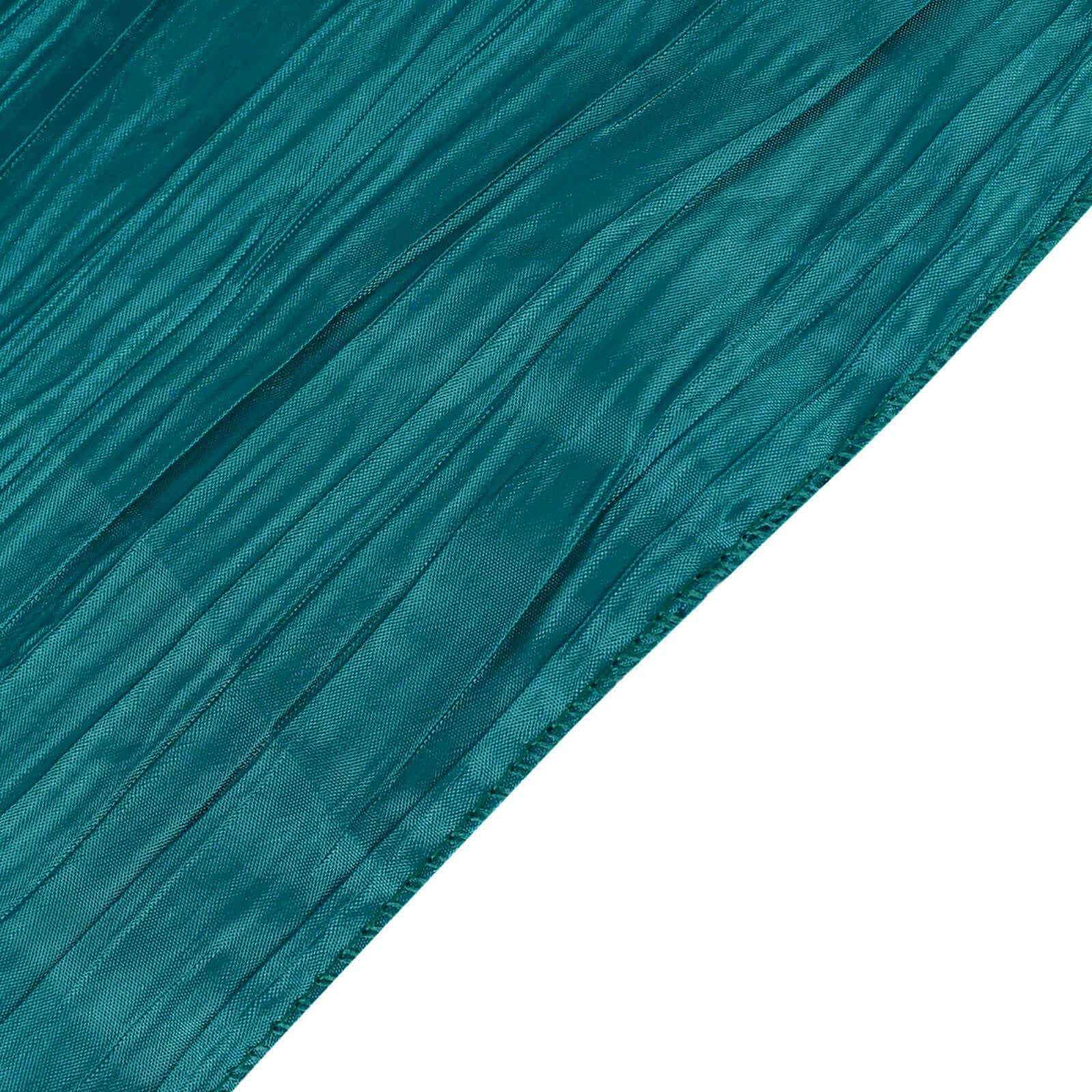 Taffeta 132 Round Tablecloth Peacock Teal - Seamless Accordion Crinkle Table Cover