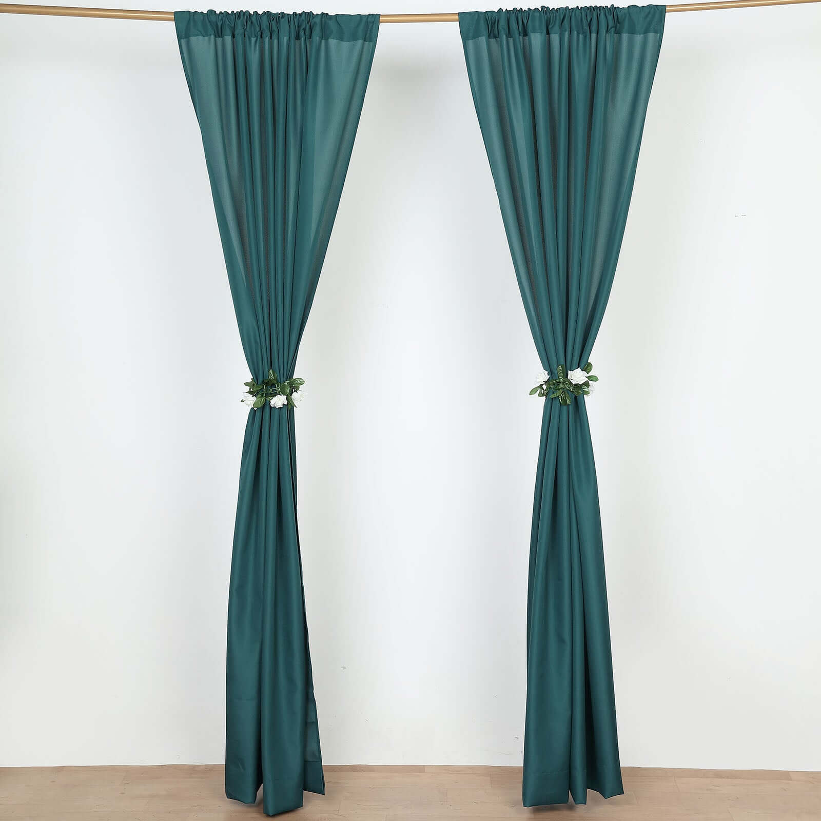 2 Pack Peacock Teal Polyester Event Curtain Drapes, 10ftx8ft Backdrop Event Panels With Rod Pockets 130 GSM