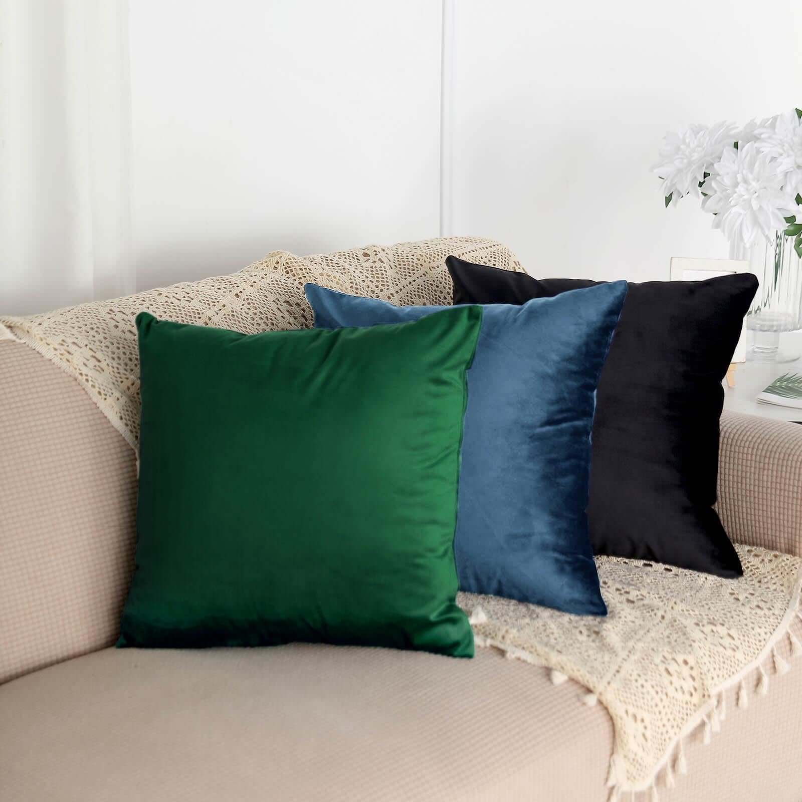 2 Pack 18 Navy Blue Soft Velvet Square Throw Pillow Cover