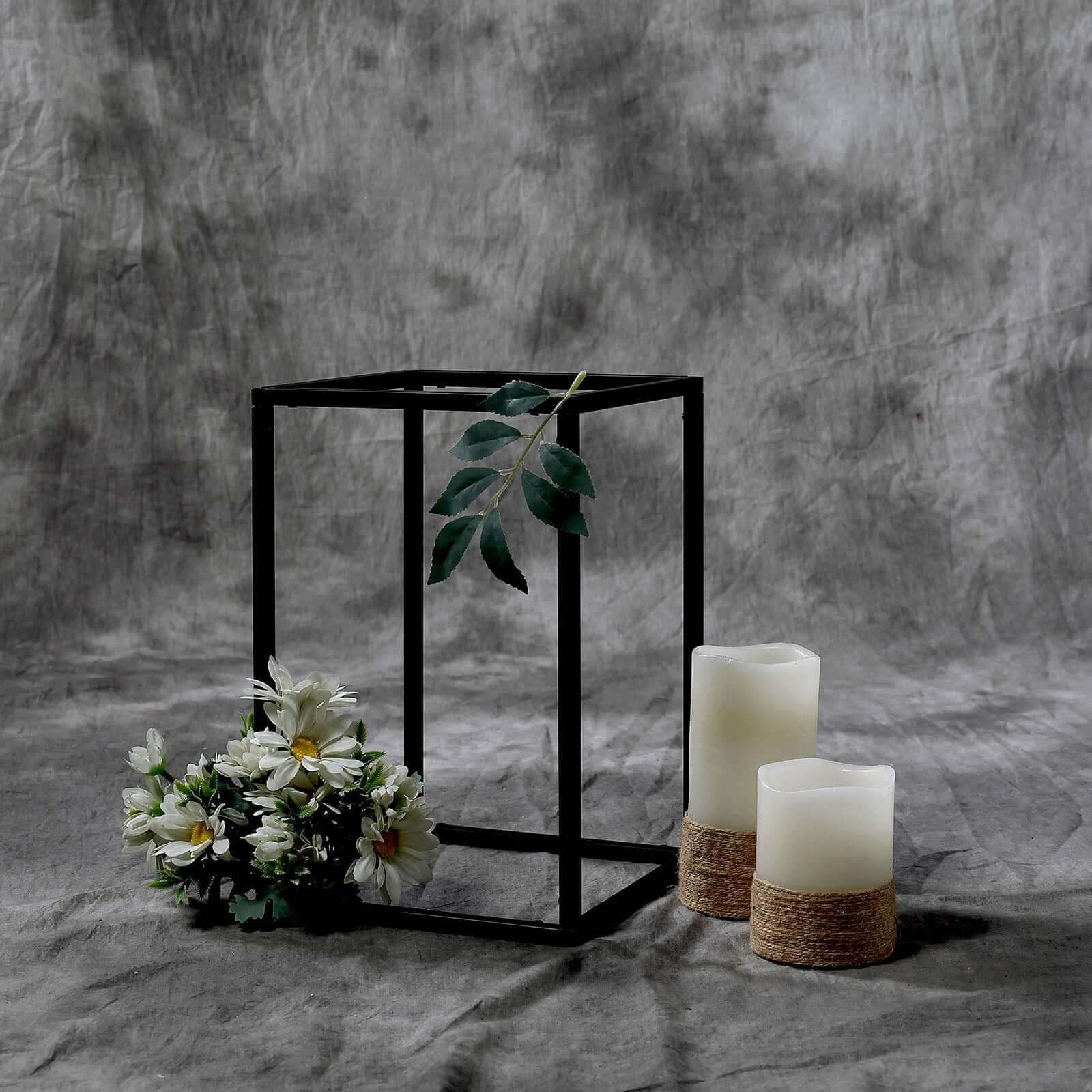 2-Pack Wedding Flower Stand Matte Black Metal Geometric Column Frame Rectangular - Versatile Floral Pedestal for Sophisticated Arrangements 12