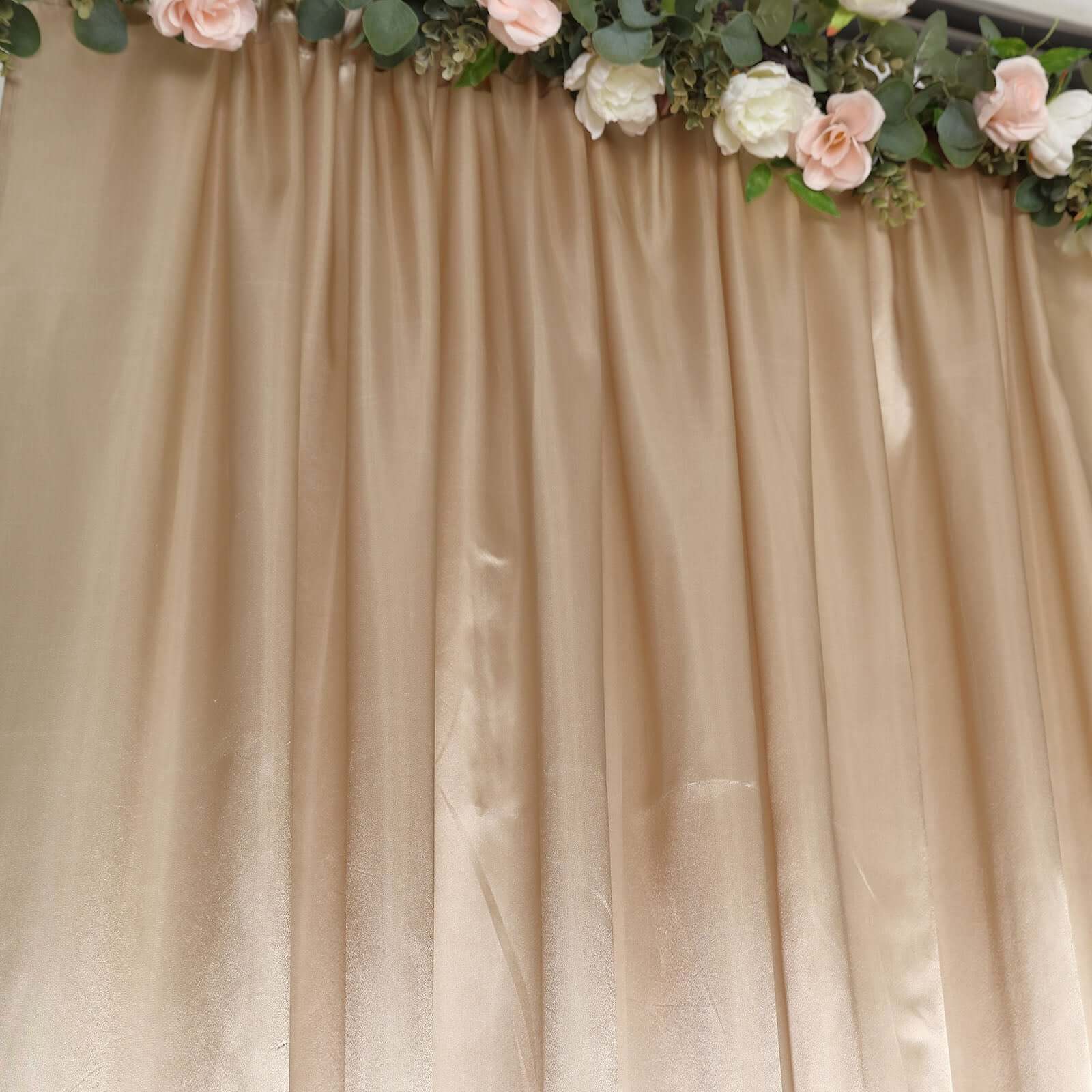 8ftx10ft Nude Satin Event Curtain Drapes, Backdrop Event Panel