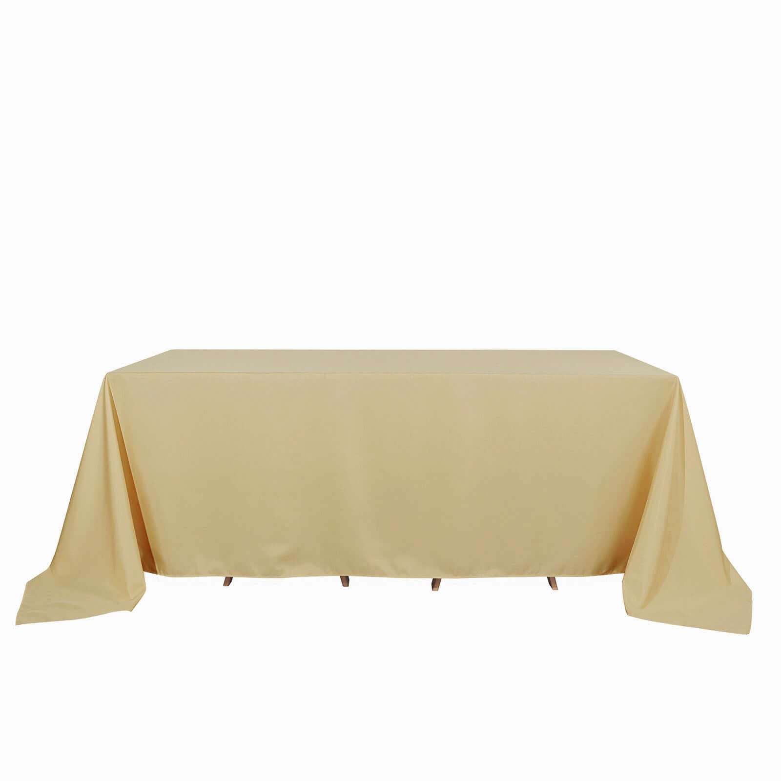 Polyester 90x132 Rectangle Tablecloth Champagne - Seamless Wrinkle-Resistant Table Cover