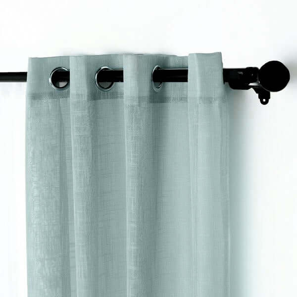 2 Pack Handmade Dusty Blue Faux Linen Curtains 52x64, Curtain Panels With Chrome Grommets