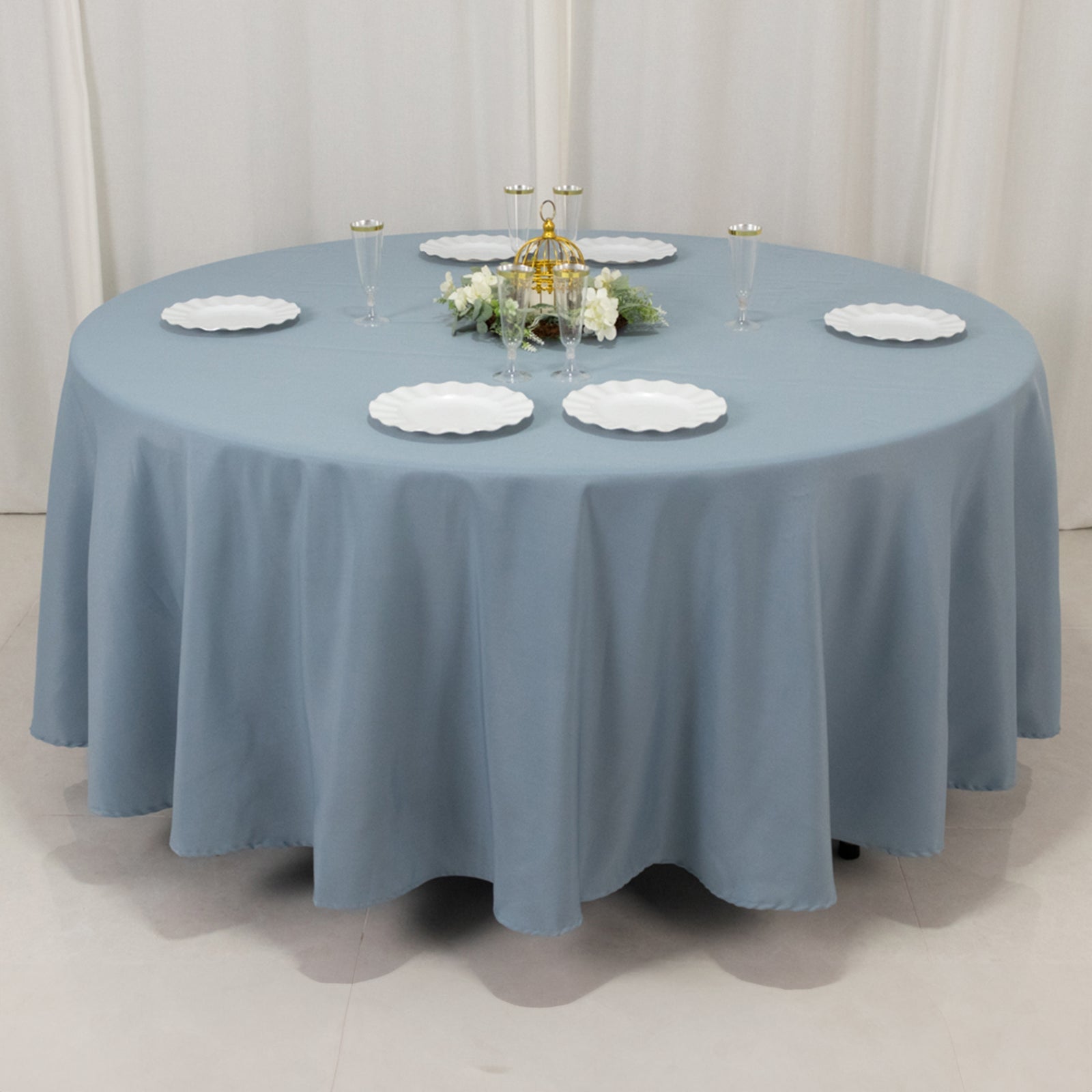 Premium Polyester 108 Round Tablecloth Dusty Blue - Wrinkle-Resistant 220GSM Table Cover