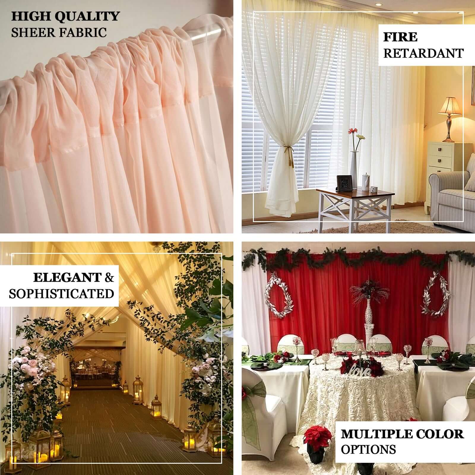 2 Pack Dusty Blue Sheer Chiffon Event Curtain Drapes, Durable Flame Resistant Premium Organza Backdrop Event Panels With Rod Pockets - 10ftx10ft