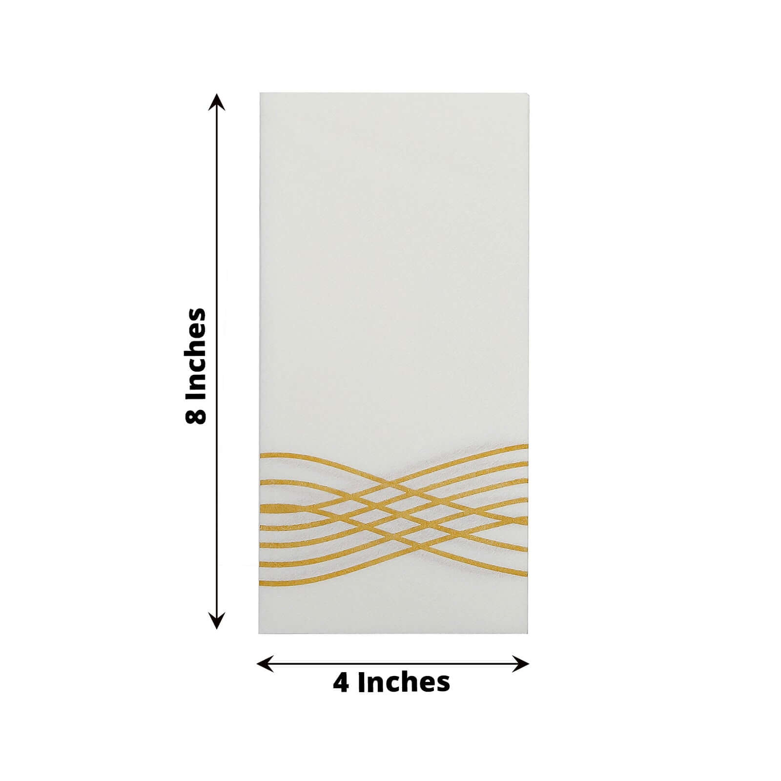 25 Pack Linen-Like Paper 8x4 Napkins White with Metallic Gold Foil Wave Design - Soft & Absotbent Airlaid Hand Towels for Exquisite Weddings & Events