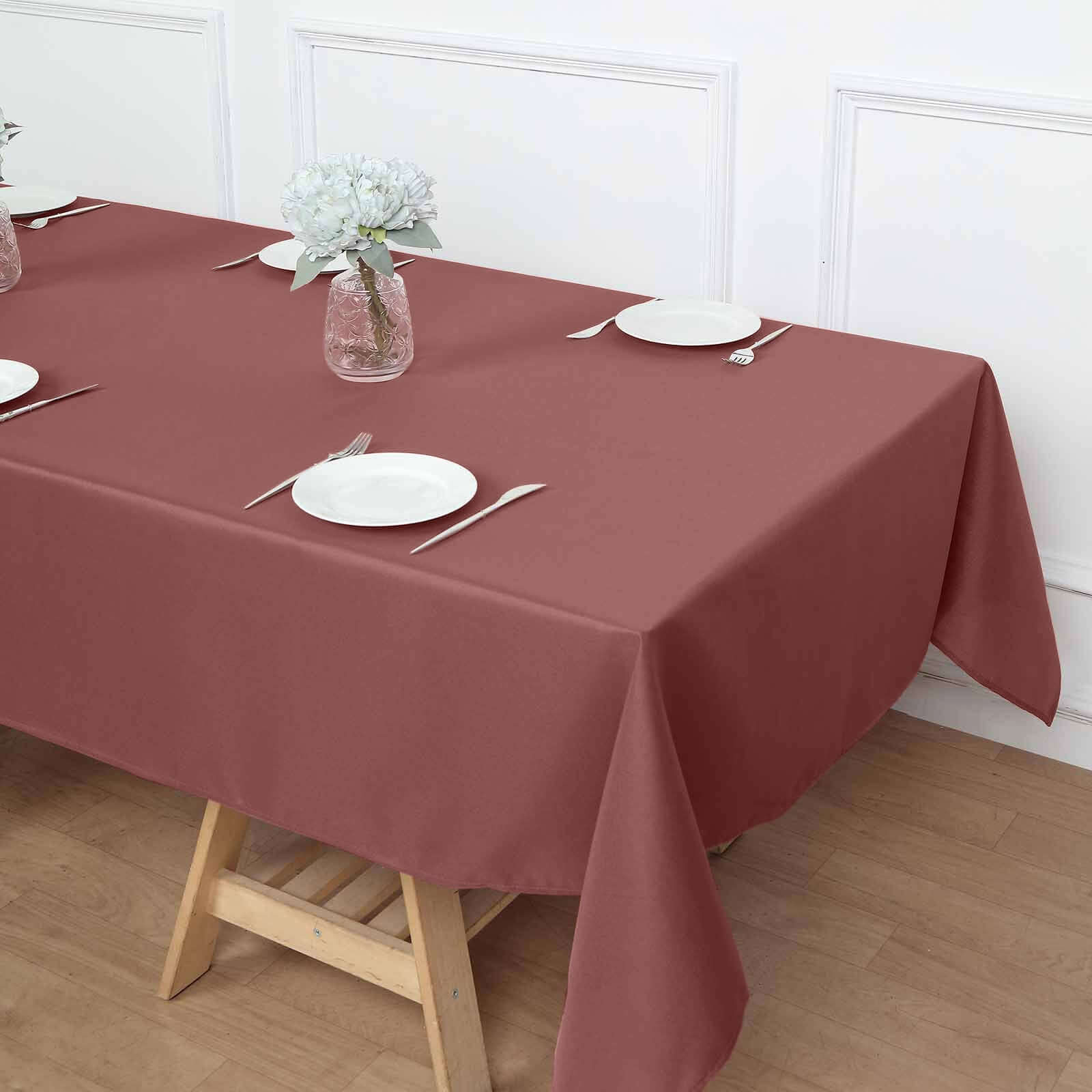 Polyester 60x102 Rectangle Tablecloth Cinnamon Rose - Durable and Stylish Table Cover