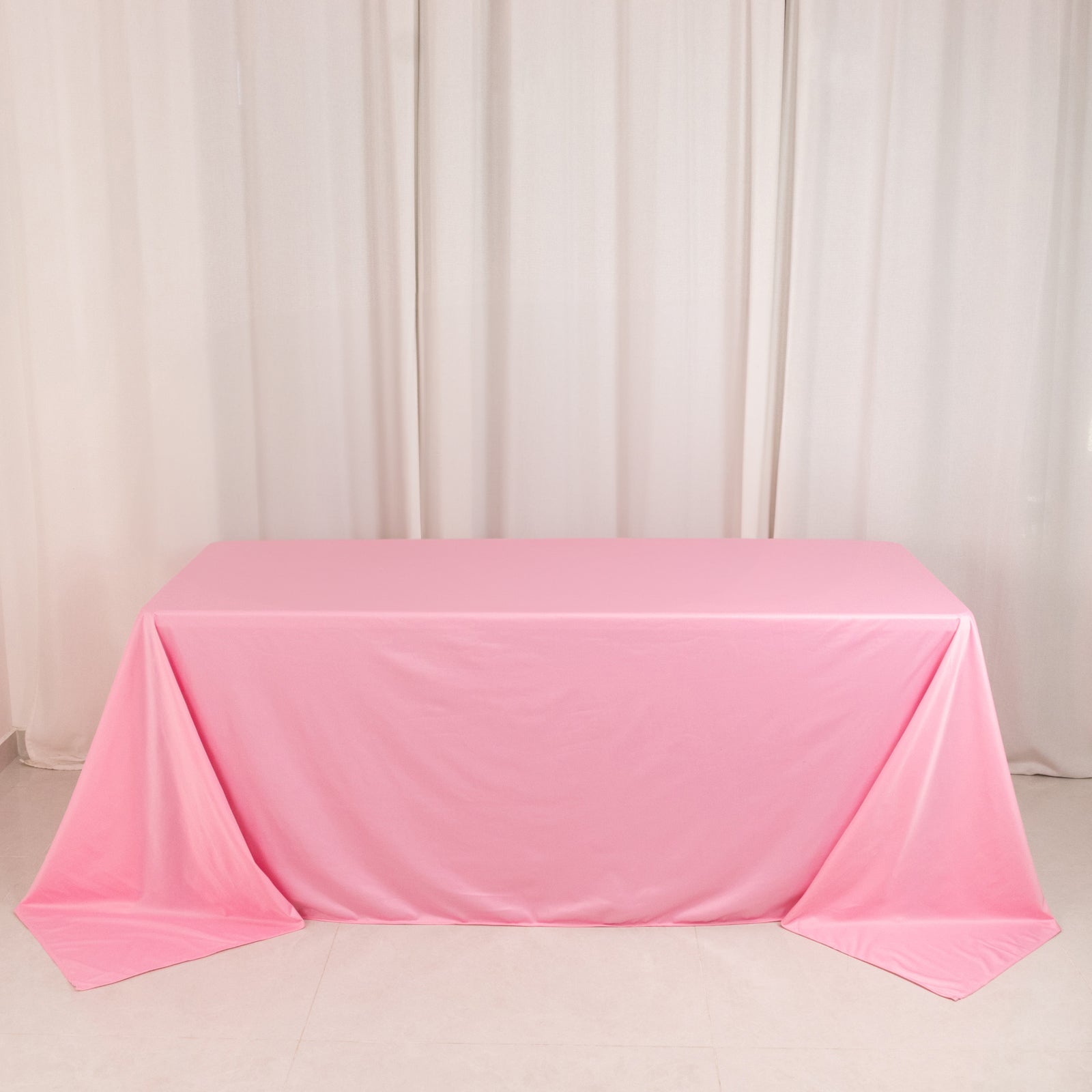 Premium Scuba Rectangular 90x132 Tablecloth Pink - Wrinkle Free, Stain Resistant & Seamless Table Cover