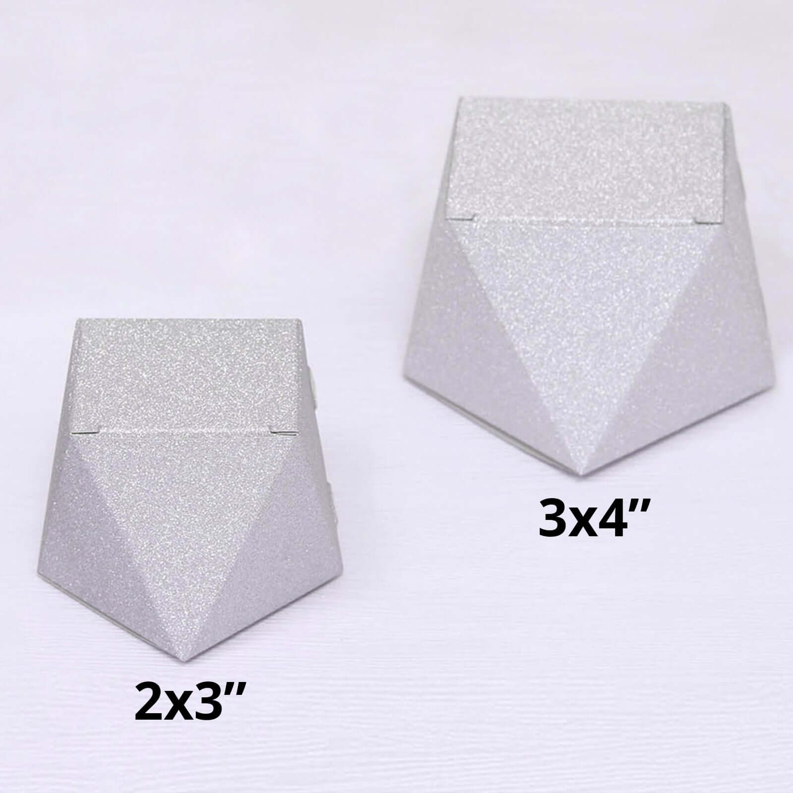 25 Pack 2x3 Geometric Silver Glitter Wedding Favor Candy Gift Box