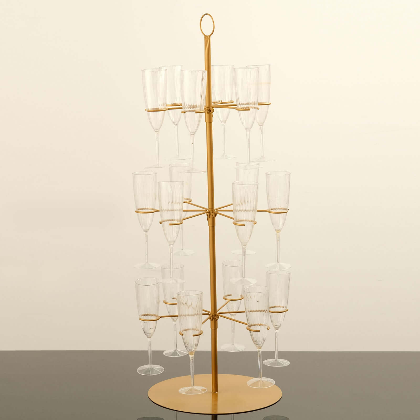 3-Tier Champagne Glass Holder Tower Gold - Modern Metal Flute Display Rack Cocktail Tree Stand for Professional & Home Use 33