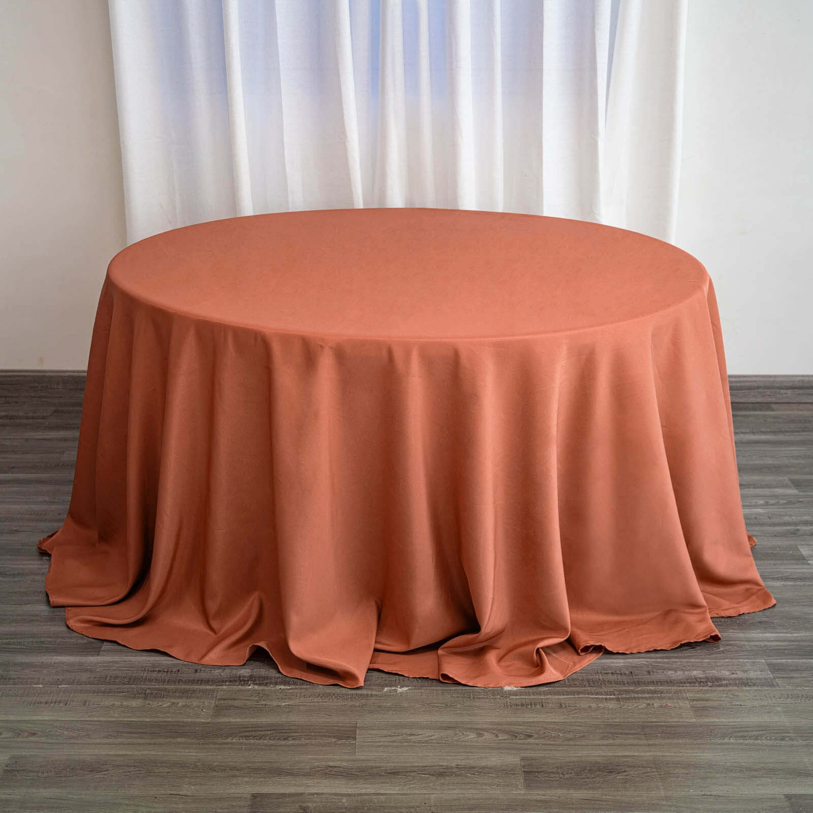 Polyester 132 Round Tablecloth Terracotta (Rust) - Seamless Chic Table Cover