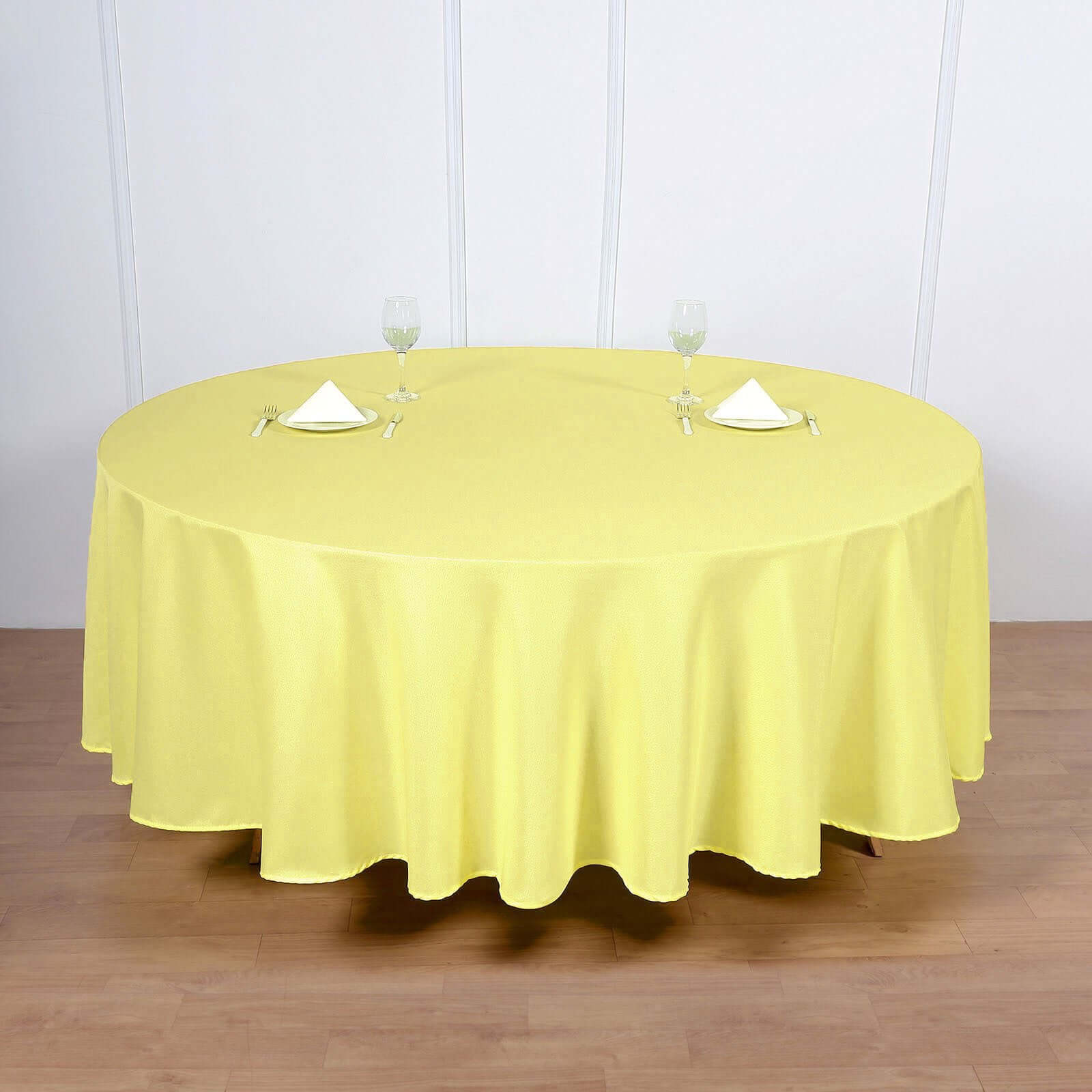 Polyester 108 Round Tablecloth Yellow - Wrinkle-Resistant Table Cover