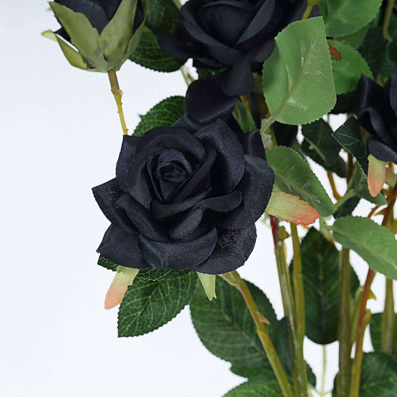 2 Stems 38 Tall Black Artificial Silk Rose Flower Bouquet Bushes