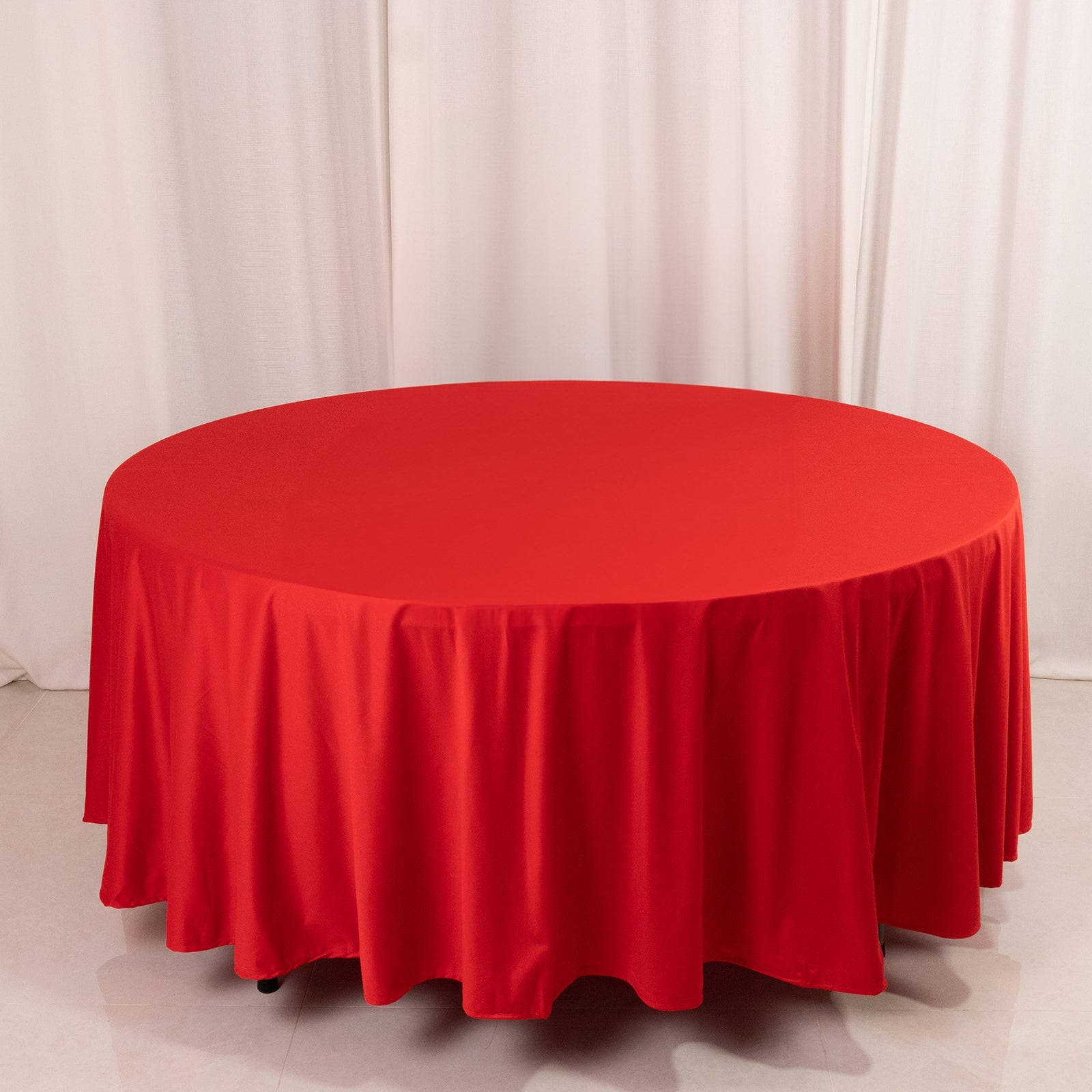 Premium Scuba Round 108 Tablecloth Red - Wrinkle Free & Stain Resistant Table Cover