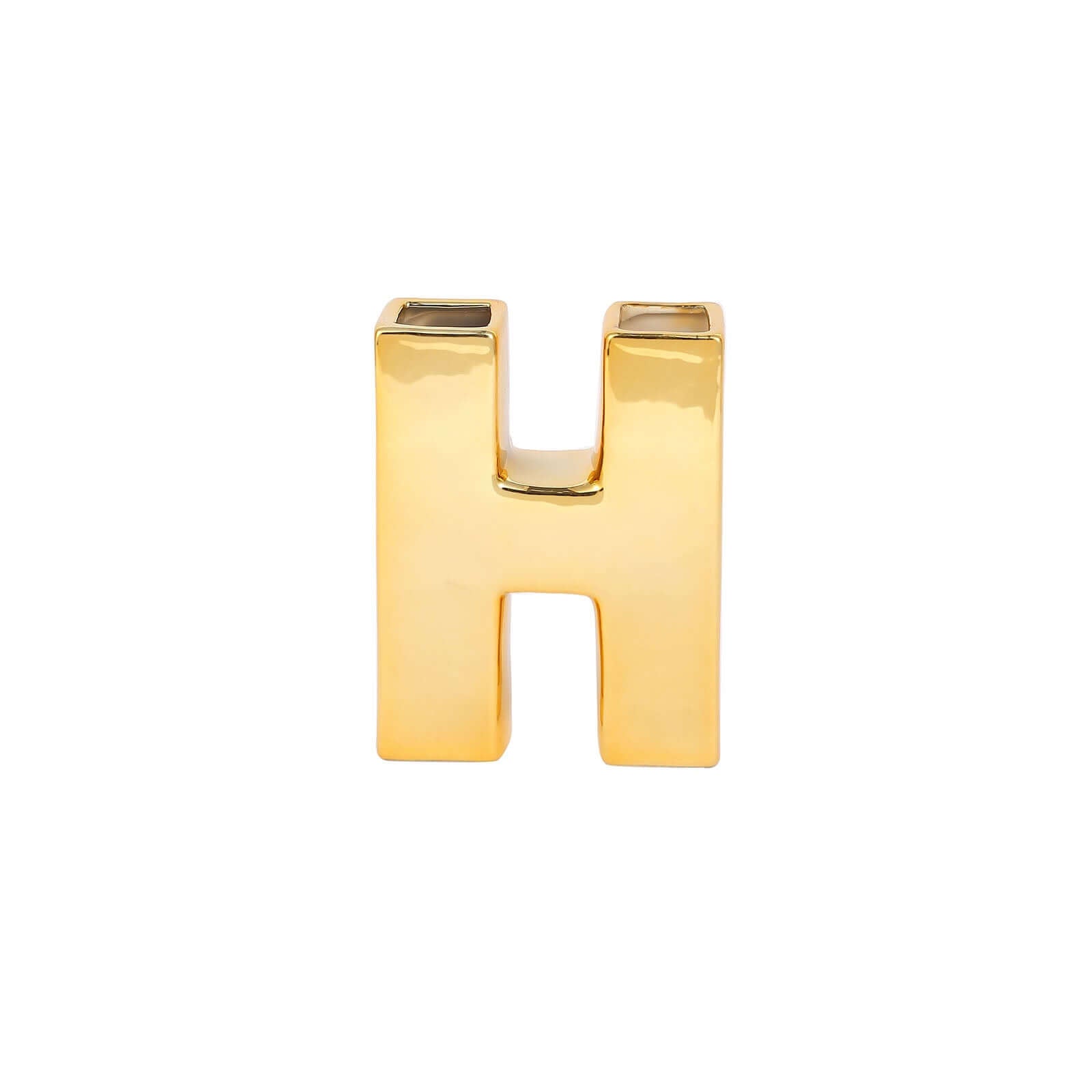 Shiny Ceramic Vase Letter H Gold Plated - Chic Bud Planter Pot for Events & Decor 6