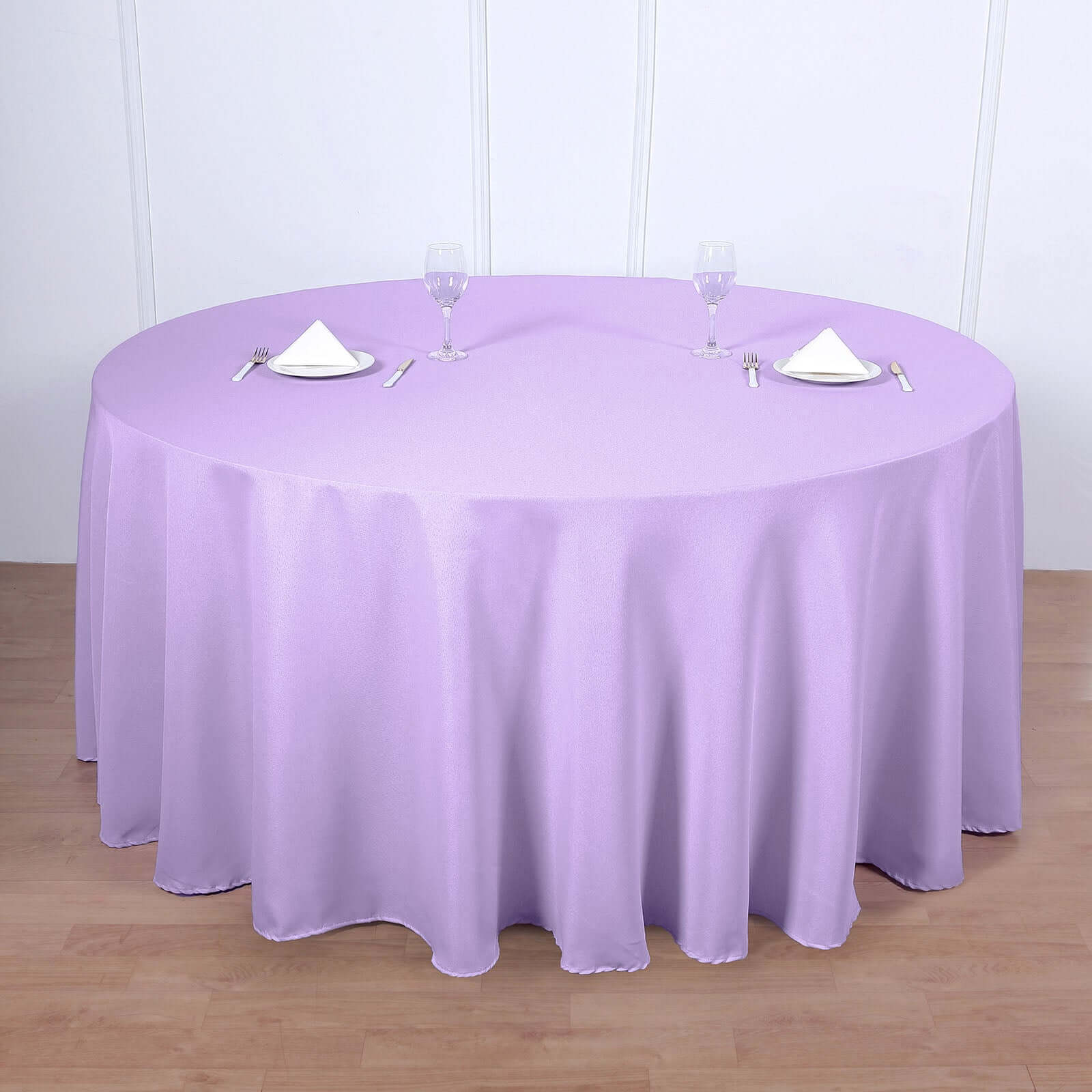 Polyester 120 Round Tablecloth Lavender Lilac - Seamless Wrinkle-Resistant Table Cover