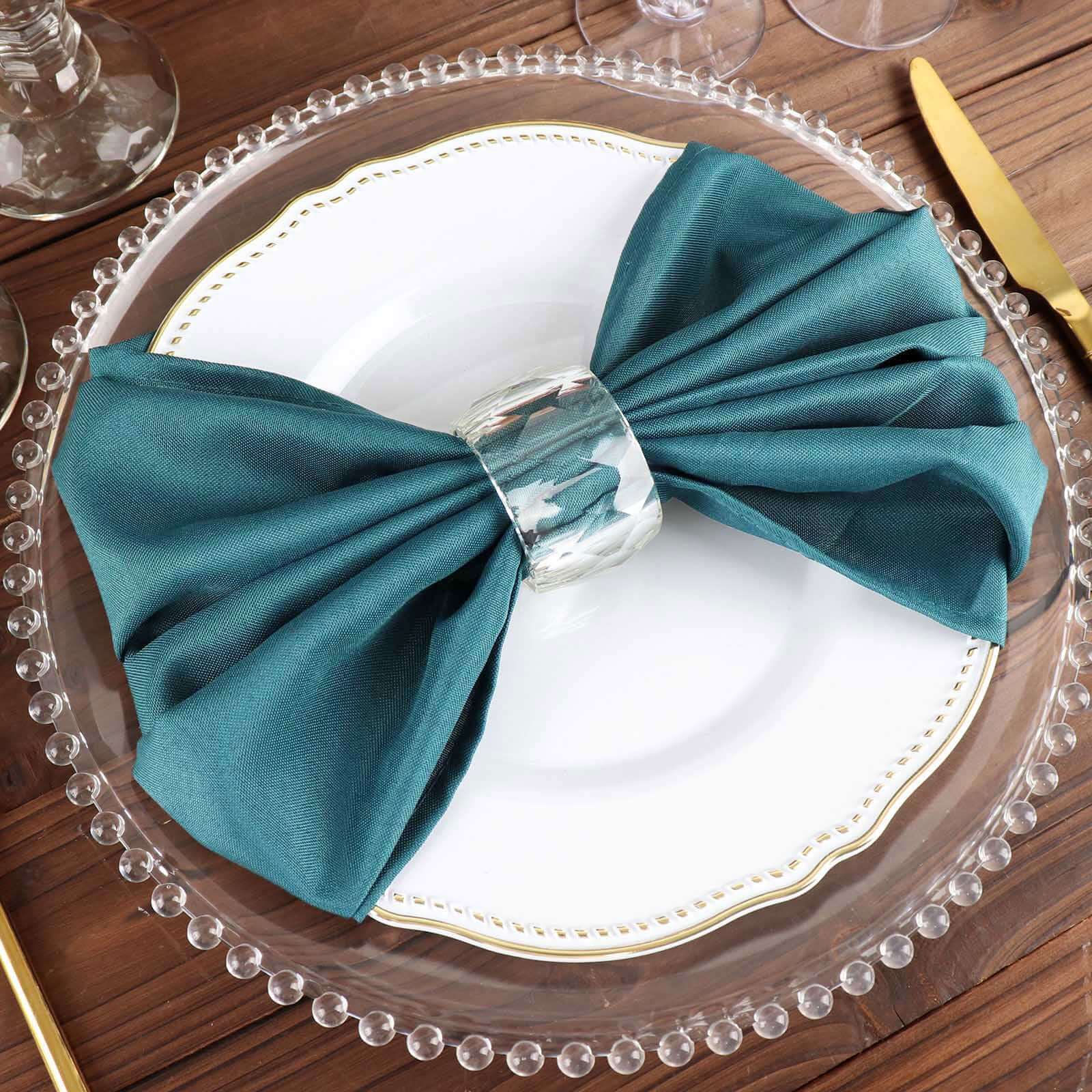 5 Pack Polyester 20x20 Napkins Peacock Teal - Wrinkle Resistant & Easy Care Cloth Napkins