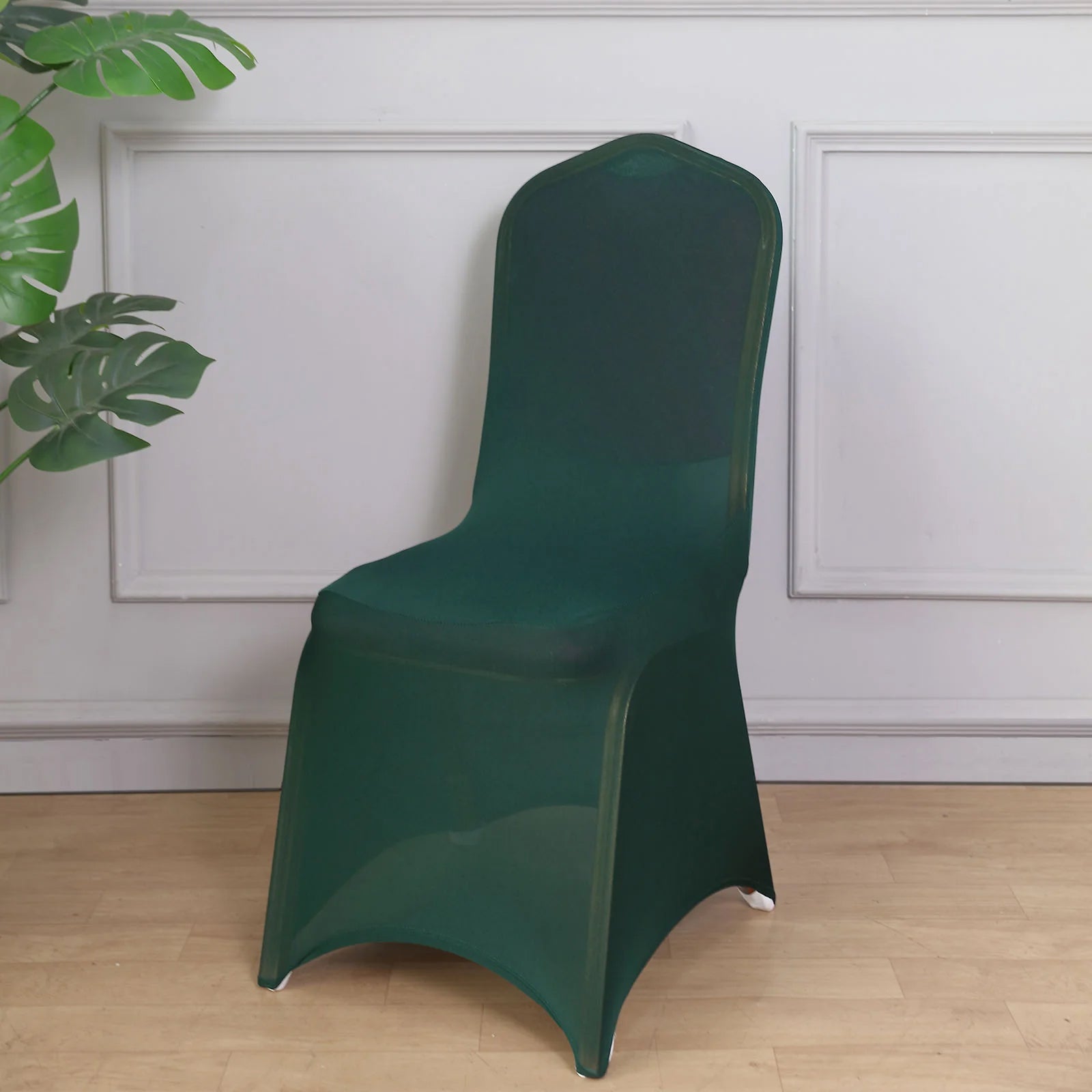 10 Pack Spandex Chair Covers for Banquet Chairs Hunter Emerald Green - Durable Reusable Stretch Slip-On Covers