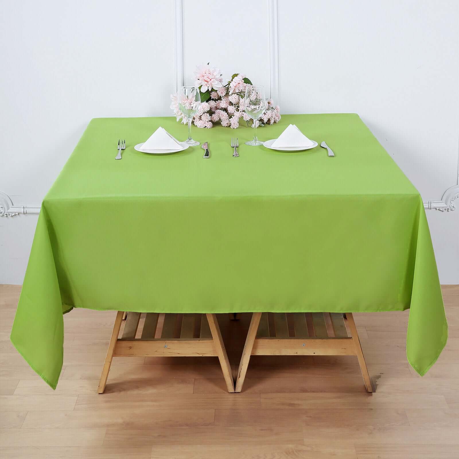 Polyester Square 70x70 Tablecloth Apple Green - Wrinkle-Resistant & Durable Table Cover