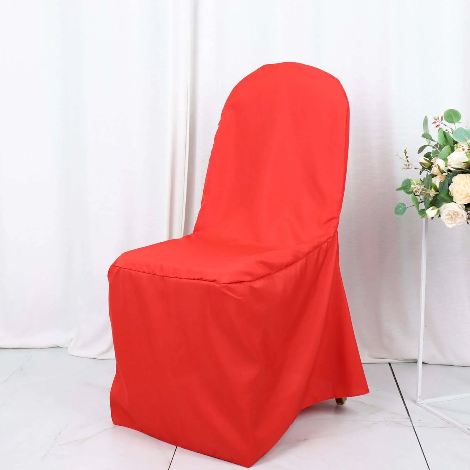 10 Pack Polyester Chair Cover for Banquet Chairs Red - Stain-Resistant Reusable Slip-On Slipcover