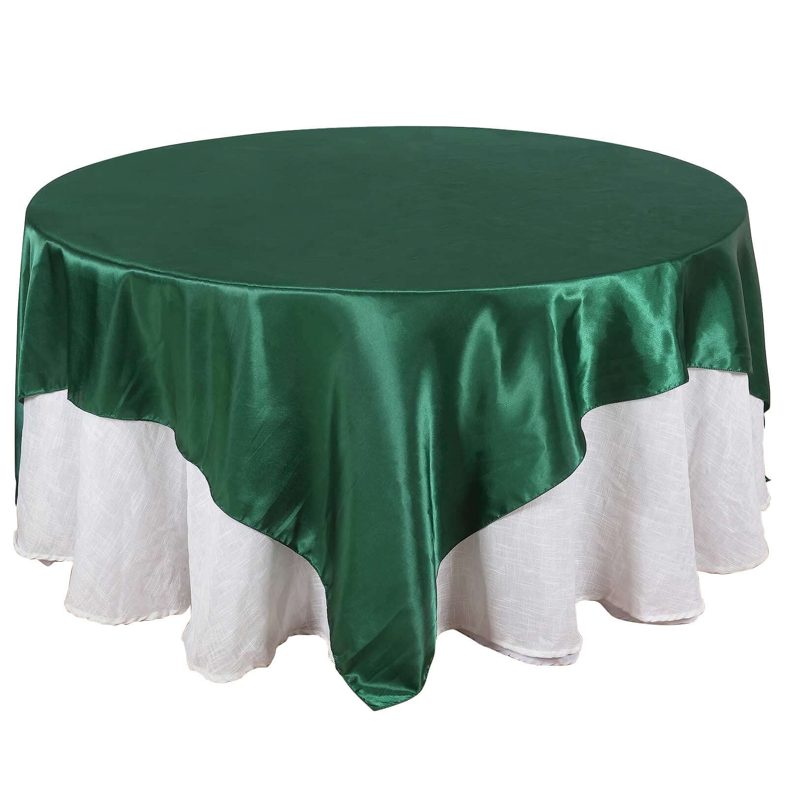 Satin 90x90 Table Overlay Square Tablecloth Hunter Emerald Green - Smooth Finish Table Topper