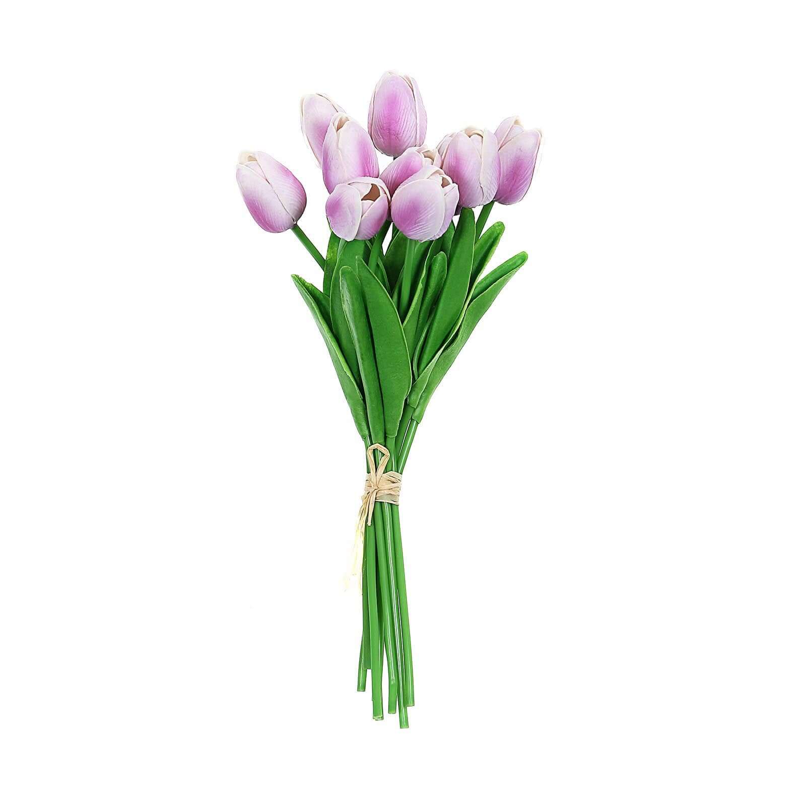 10 Stems 13 Lavender Lilac Real Touch Artificial Foam Tulip Flowers