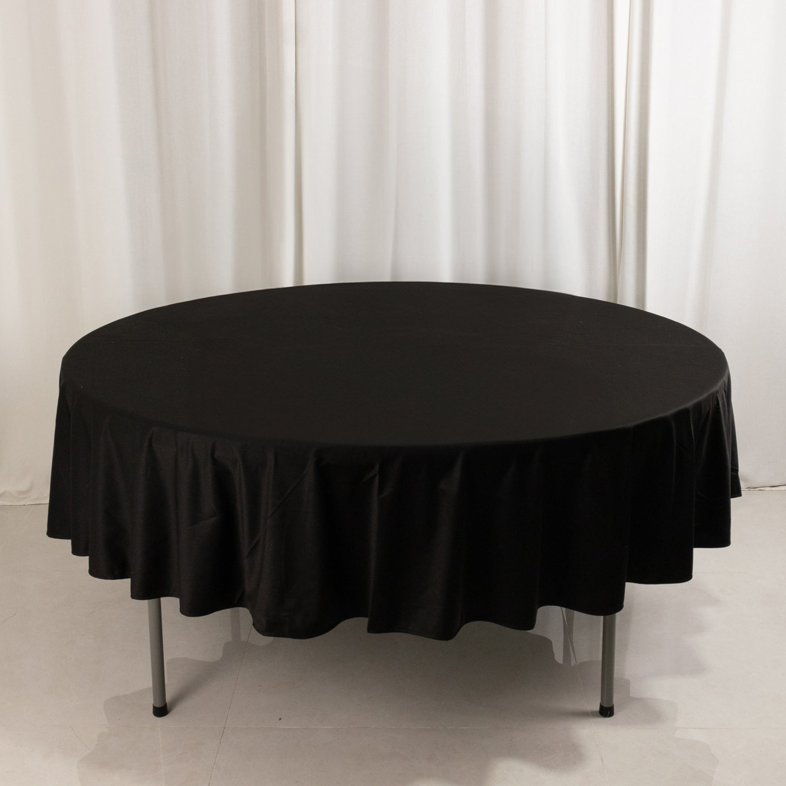 Premium Scuba Round 90 Tablecloth Black - Wrinkle Free & Stain Resistant Table Cover for Weddings and Banquets