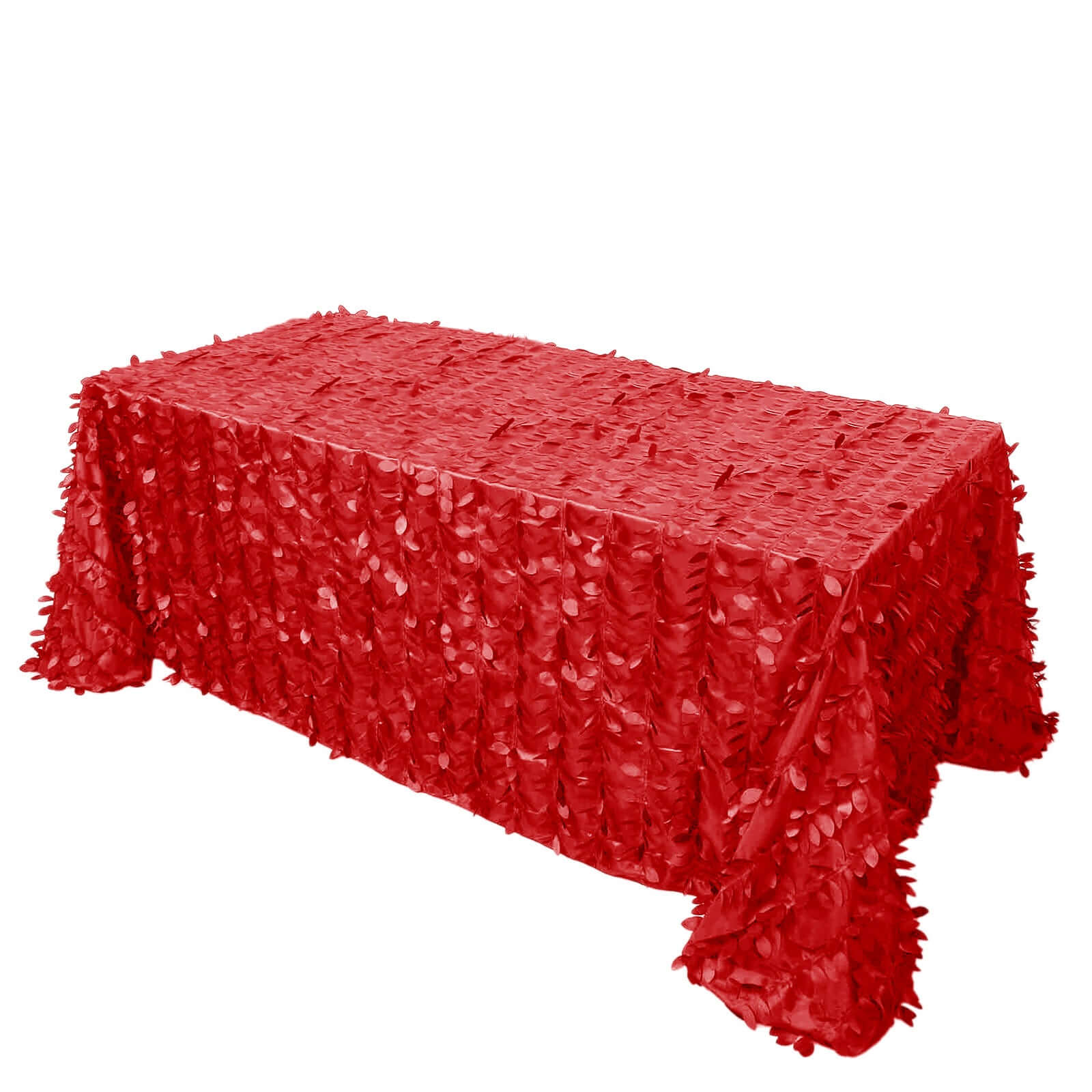 Taffeta 90x132 Rectangle Tablecloth Red | 3D Leaf Petal Design Seamless Table Cover