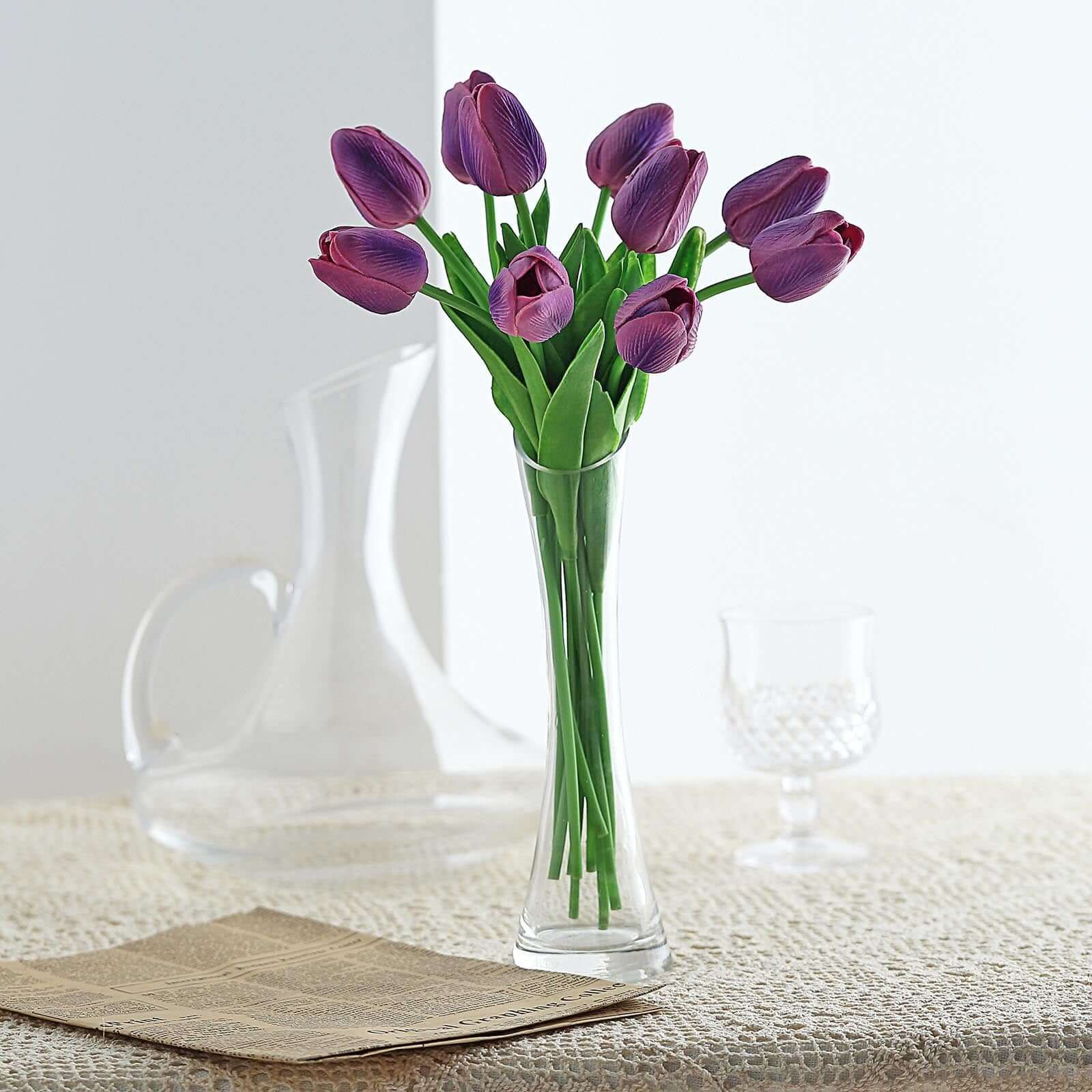 10 Stems 13 Eggplant Real Touch Artificial Foam Tulip Flowers