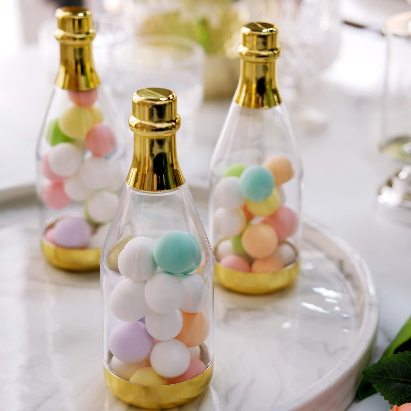 12-Pack Fillable Mini Champagne Bottle Candy Container Clear Gold - Unique Candy Treat Favor Containers 6