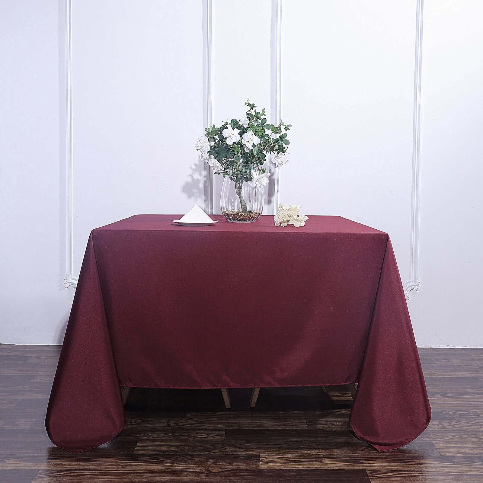 Polyester Square 90x90 Tablecloth Burgundy - Wrinkle-Resistant & Durable Table Cover