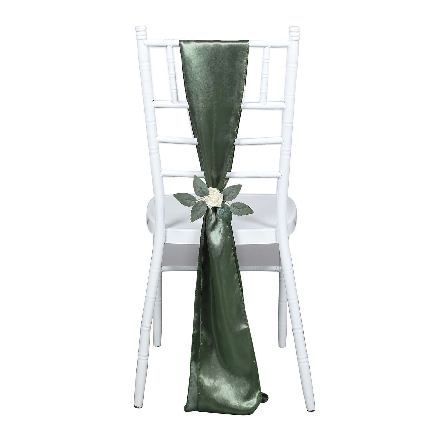 5 Pack Satin Chair Sashes Dusty Sage Green - Durable Chair Bows with Shiny Finish 6x106