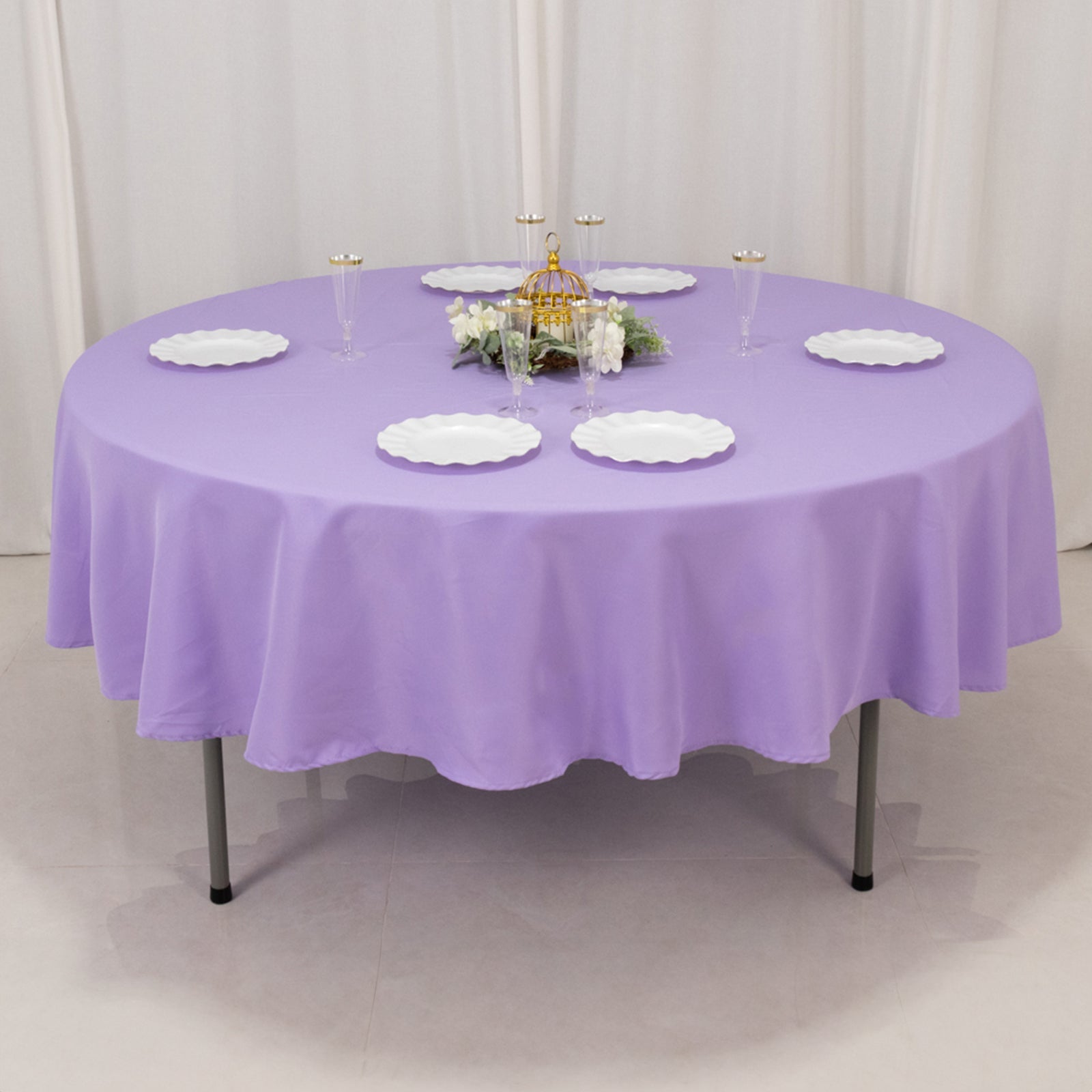 Premium Polyester 90 Round Tablecloth Lavender Lilac - Stain and Wrinkle-Resistant Design with 220GSM Thickness Table Cover