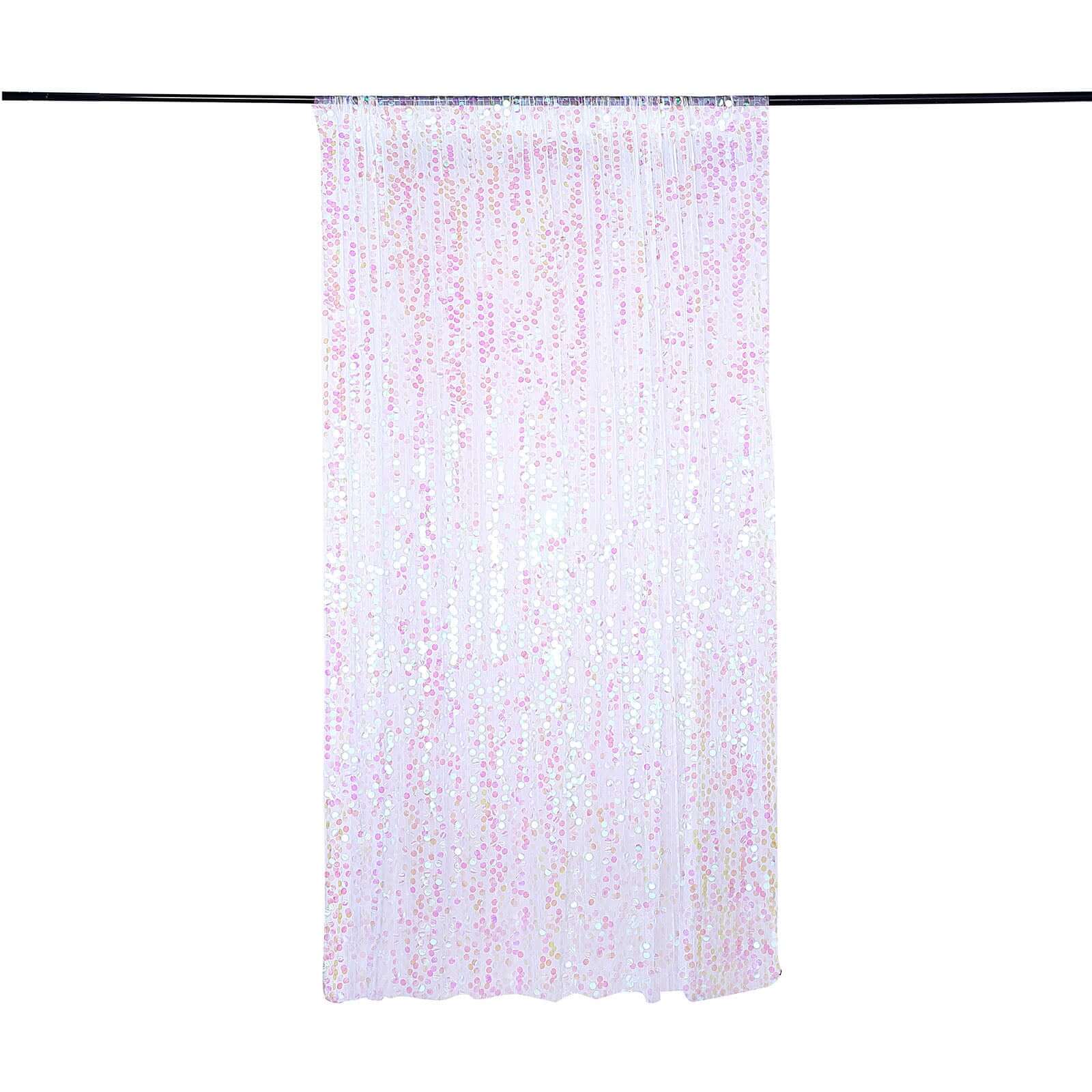 8ftx8ft Iridescent Big Payette Sequin Event Curtain Drapes, Backdrop Event Panel