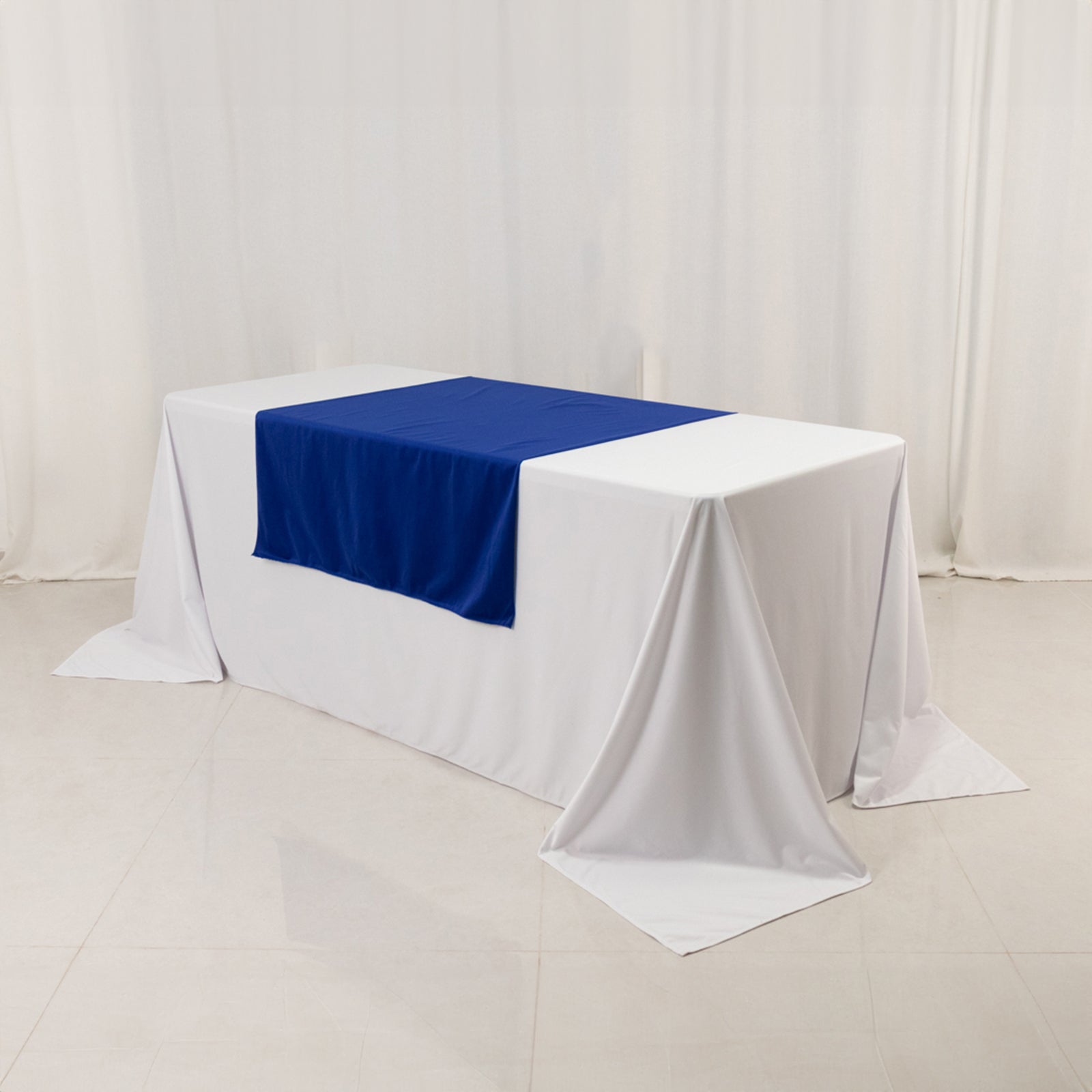 Premium Scuba Polyester 36x72 Wide Table Runner Royal Blue - Wrinkle-Free Trade Show Table Linen