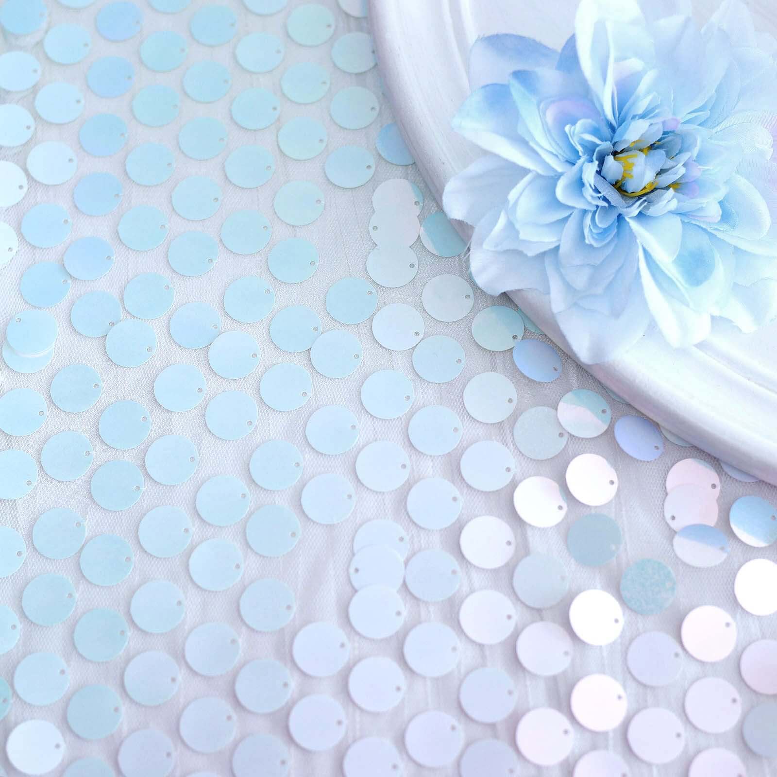 Big Payette Sequin 13x108 Table Runner Iridescent Blue - Dazzling Design