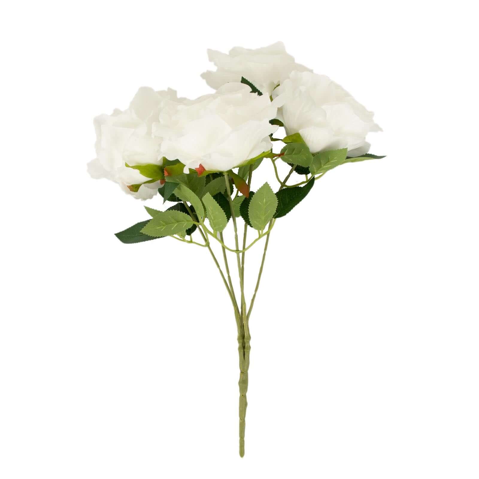 2 Bushes 17 White Premium Silk Jumbo Rose Flower Bouquet, High Quality Artificial Wedding Floral Arrangements
