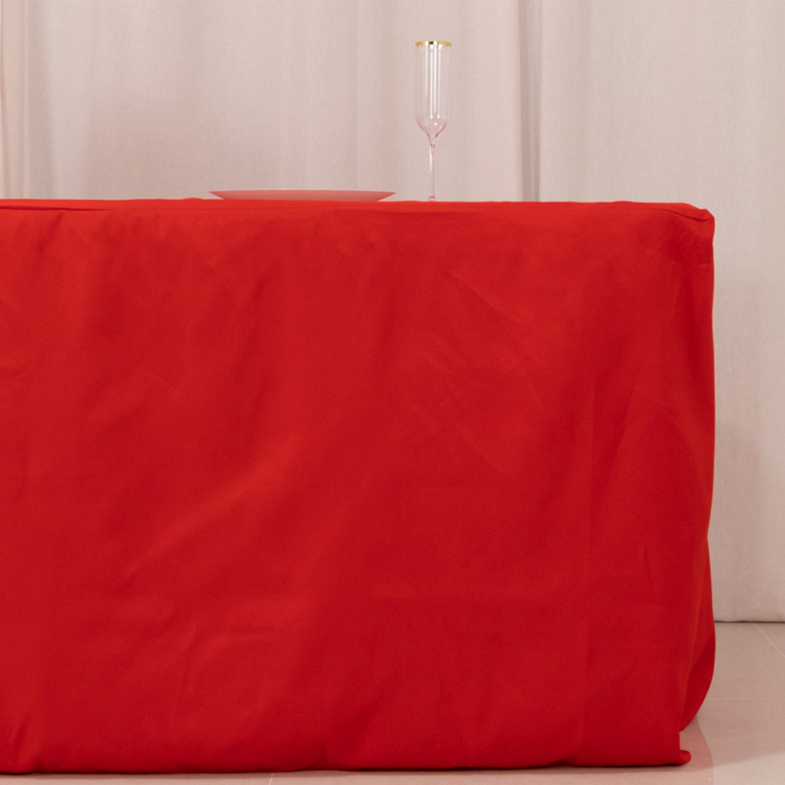 Premium Polyester 8ft Rectangle Tablecloth Red Durable Fitted 220GSM Table Cover