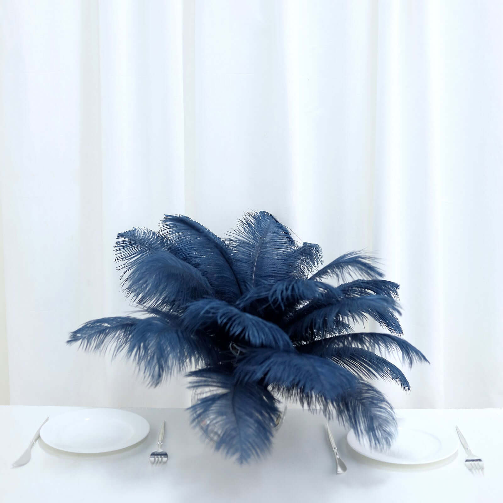 12 Pack 13-15 Navy Blue Natural Plume Real Ostrich Feathers, DIY Centerpiece Fillers