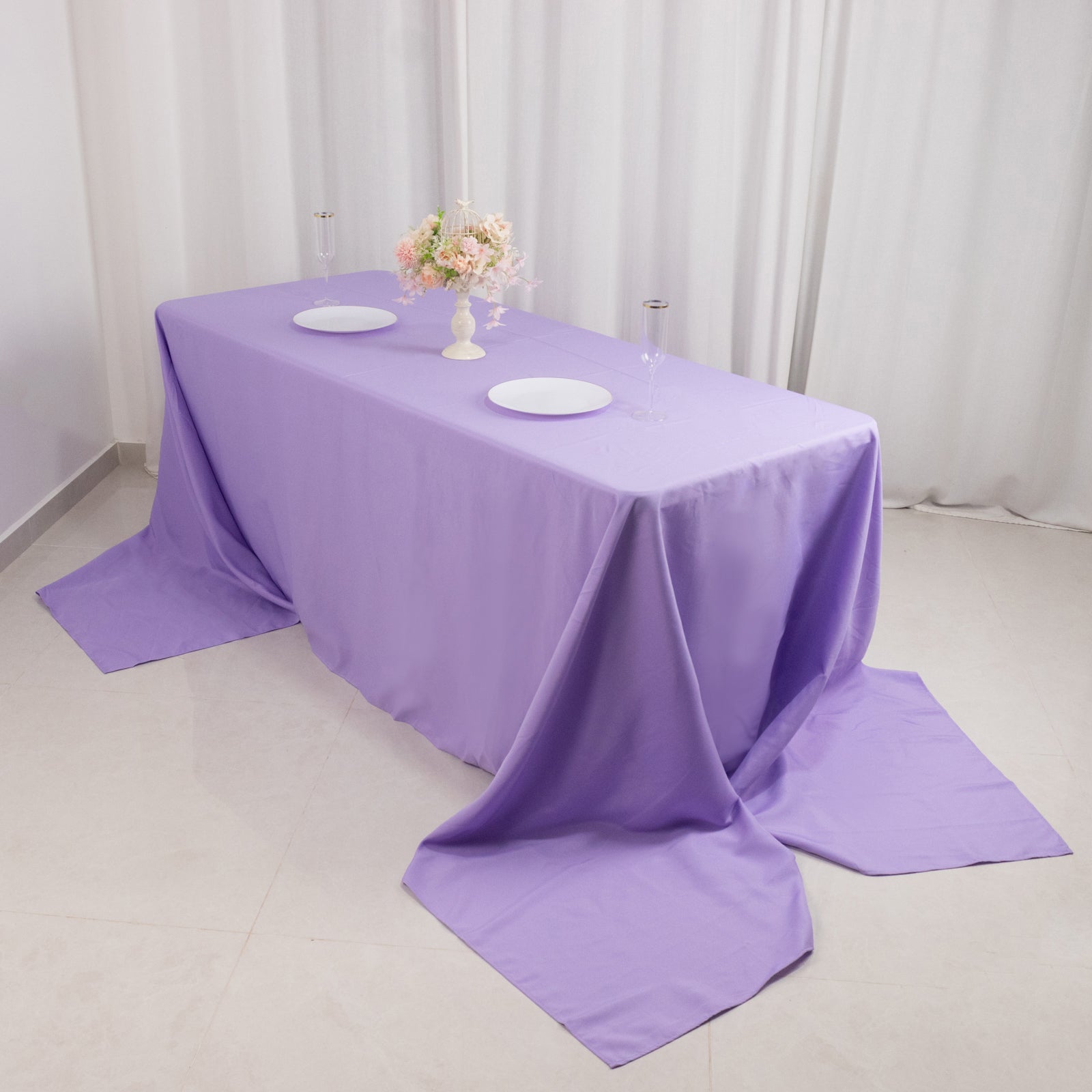 Premium Polyester 90x156 Rectangle Tablecloth Lavender Lilac - Seamless 220GSM Stain-Resistant Table Cover