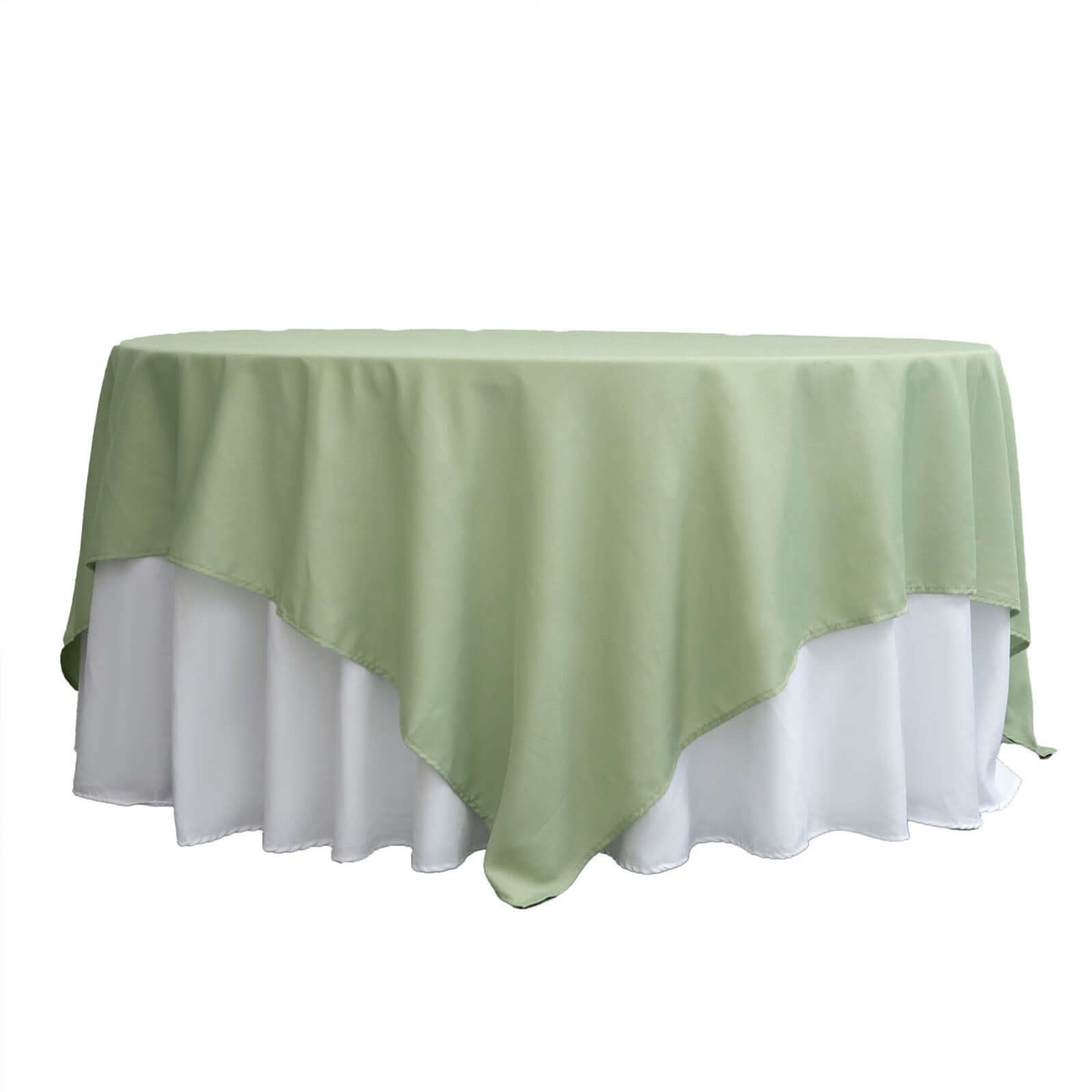 Polyester 90x90 Table Overlay Square Tablecloth Sage Green - Wrinkle-Resistant & Durable Table Cover