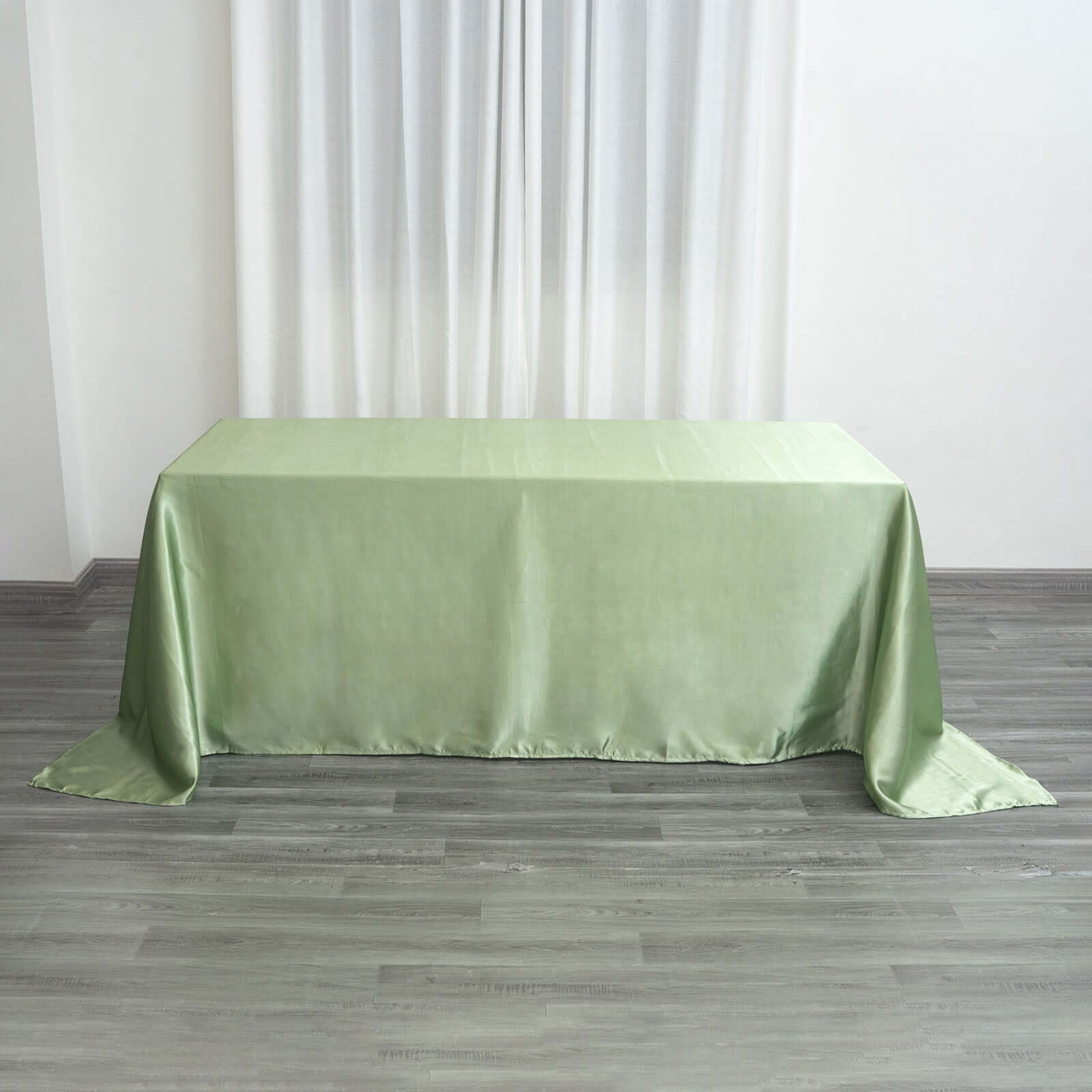 Satin Rectangular 90x132 Tablecloth Sage Green Satin - Seamless Table Cover