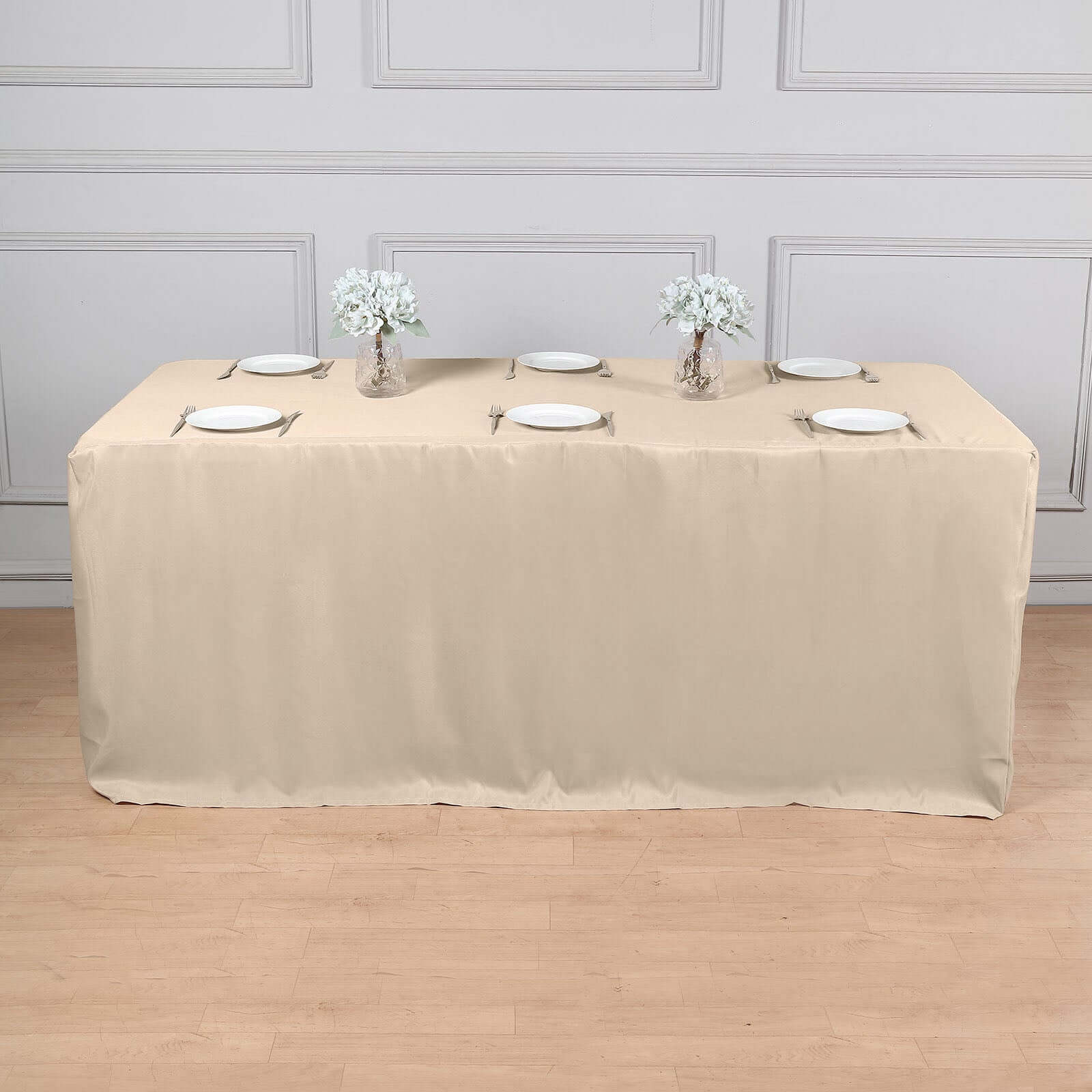 Fitted Polyester 96x30 Rectangle Tablecloth Nude - Durable and Easy to Maintain Table Cover