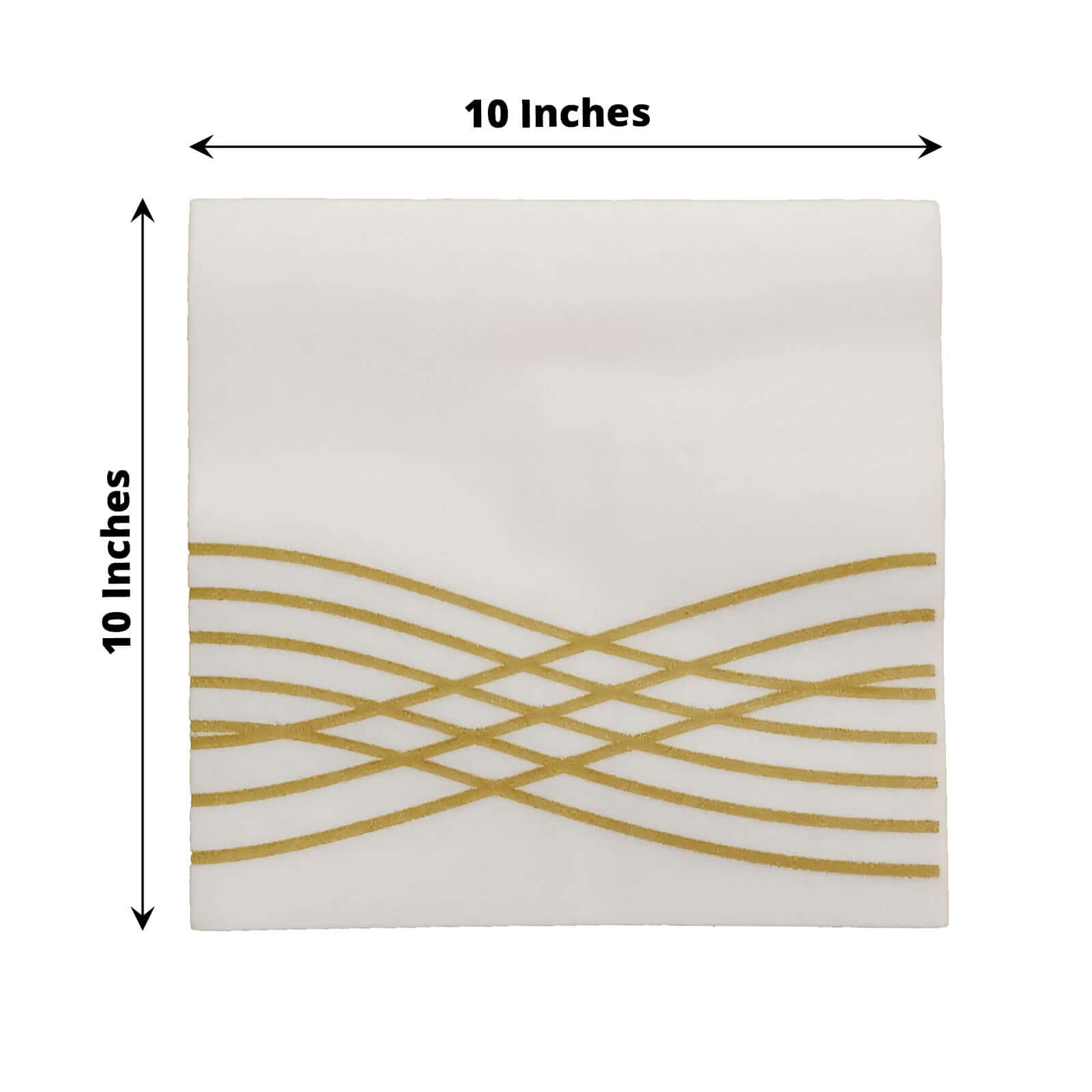 20 Pack Linen-Like Paper 5x5 Napkins White with Gold Foil Wave Design - Classy Disposable Airlaid Cocktail Napkins