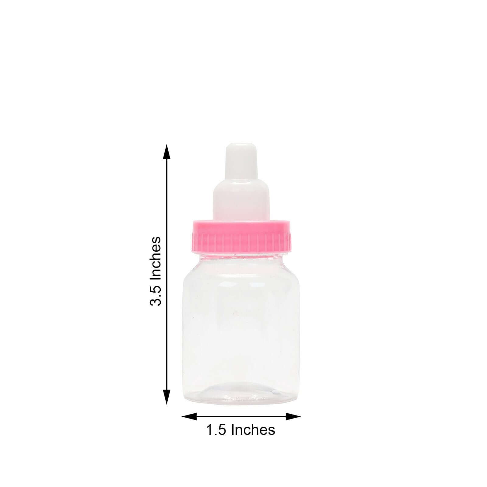 12-Pack Fillable Mini Candy Container in Baby Bottle Style Clear/Pink - Candy Treat Favor Boxes for Baby Showers 3.5