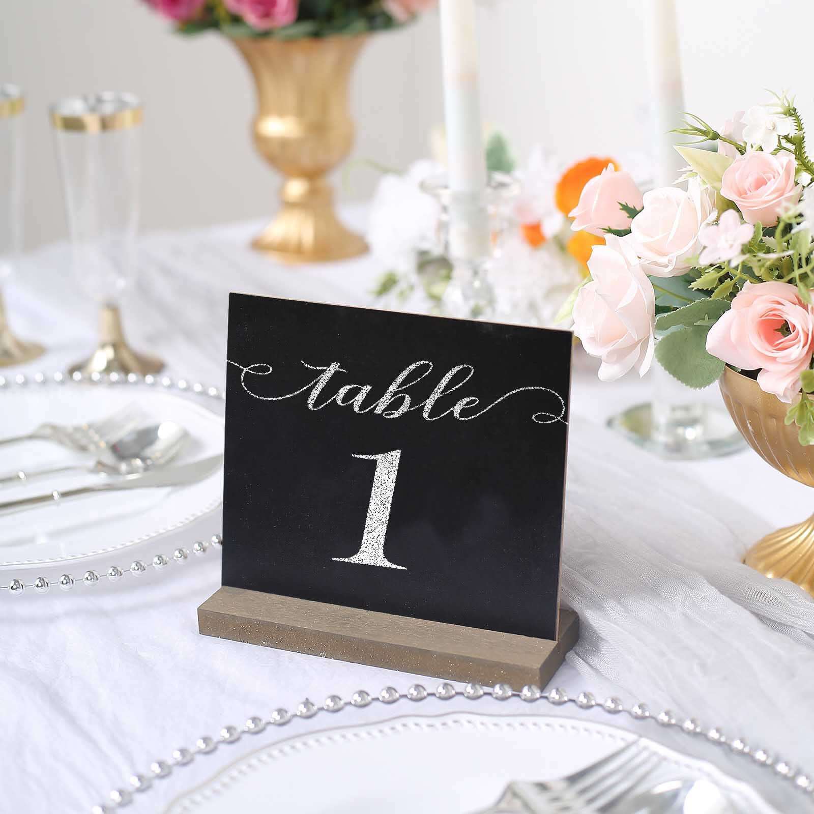 6-Pack Mini Table Chalkboard Signs Rustic Wood Base Stands - Perfect for Weddings and Parties 6