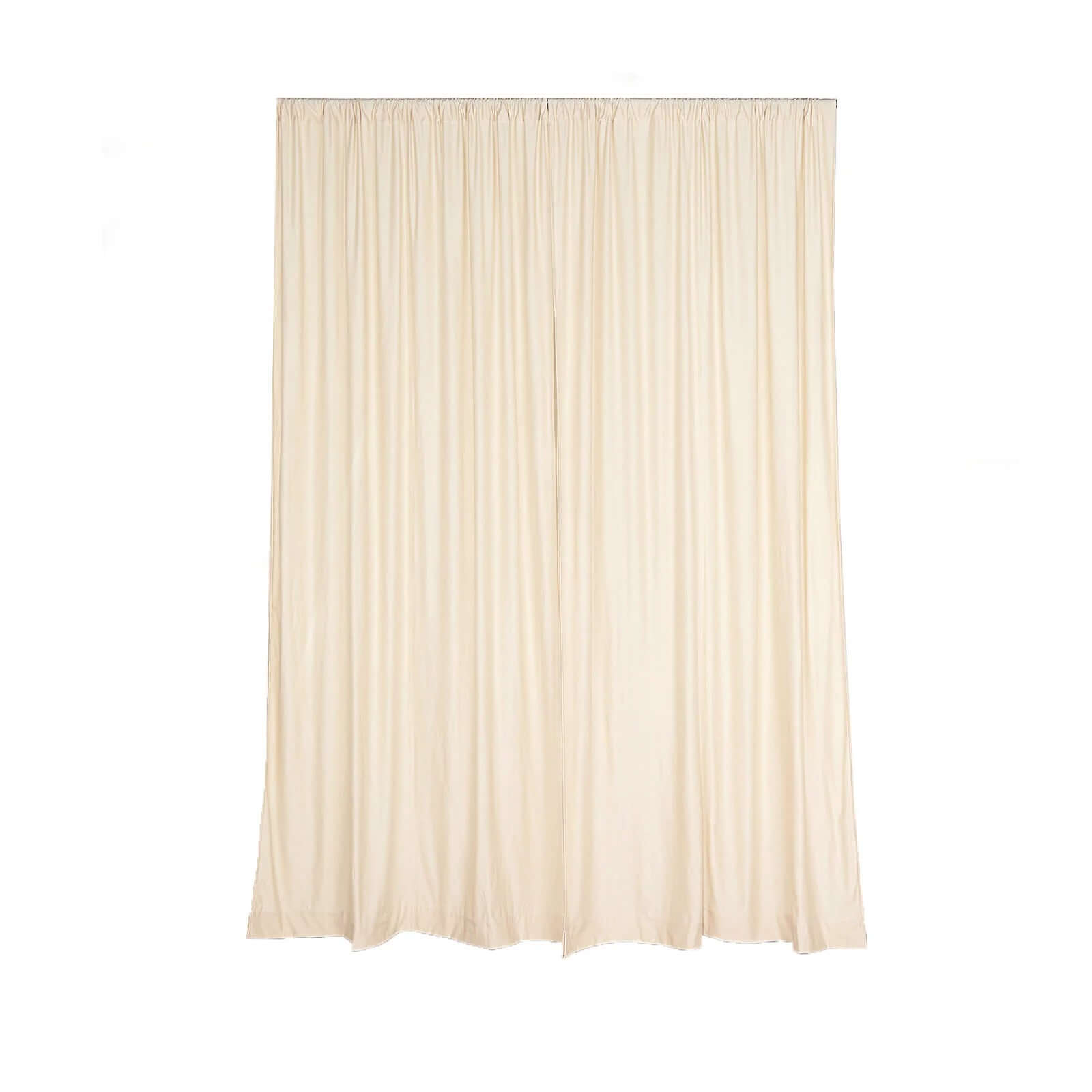 2 Pack Beige Scuba Polyester Event Curtain Drapes, Durable Flame Resistant Backdrop Event Panels Wrinkle Free with Rod Pockets - 10ftx10ft