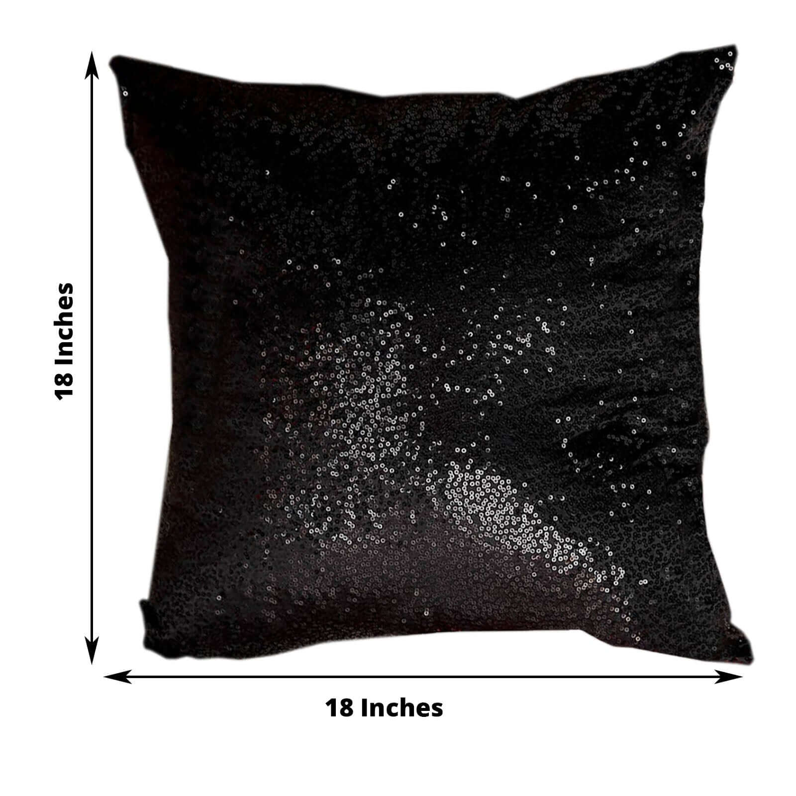 2 Pack 18x18 Sequin Throw Pillow Cover, Decorative Cushion Case - Square Black Sequin