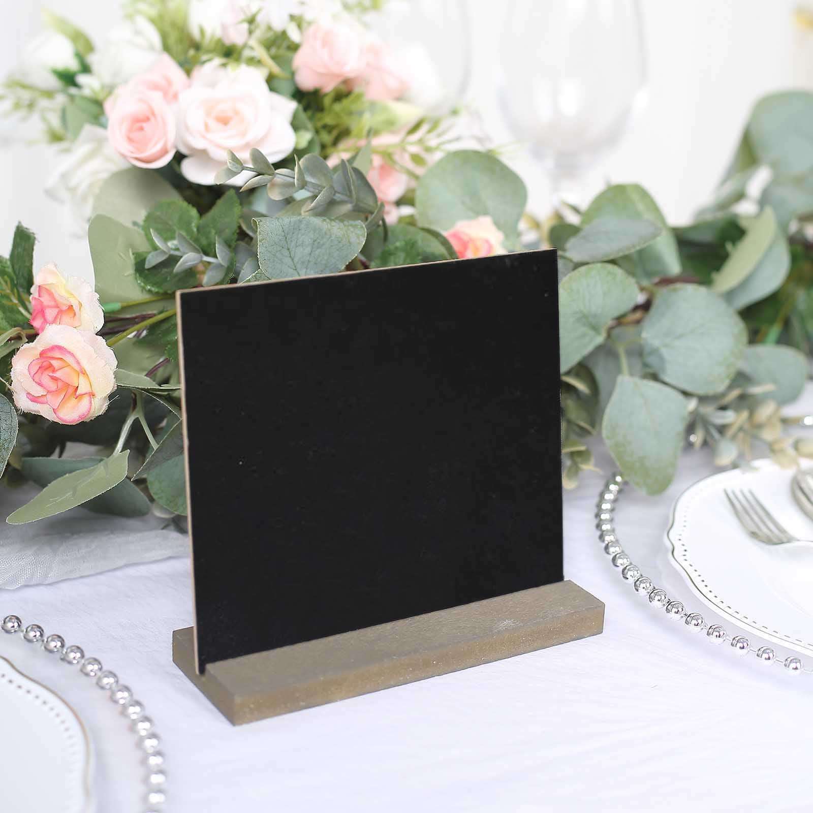 6-Pack Mini Table Chalkboard Signs Rustic Wood Base Stands - Perfect for Weddings and Parties 6